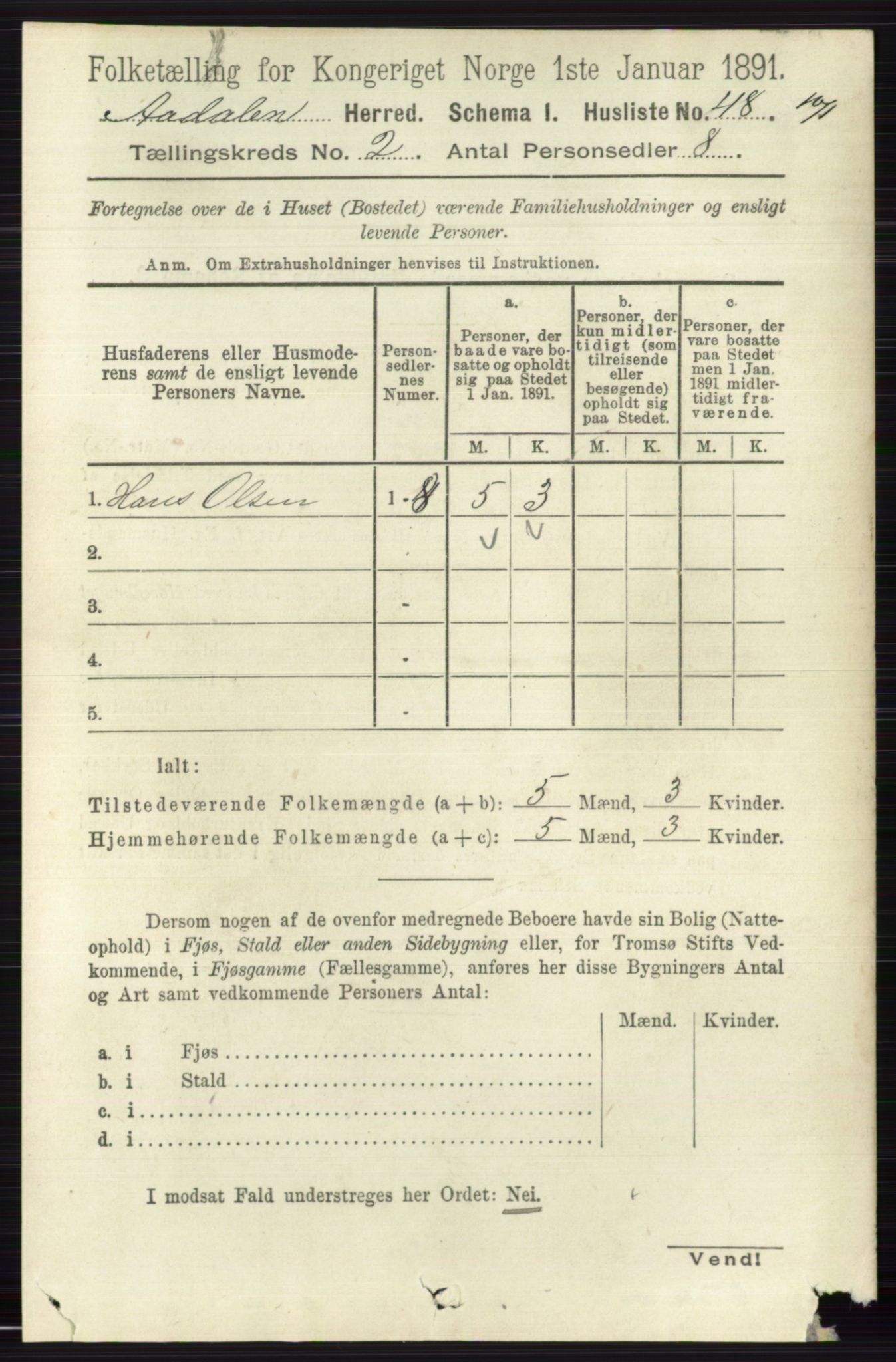 RA, 1891 census for 0614 Ådal, 1891, p. 636