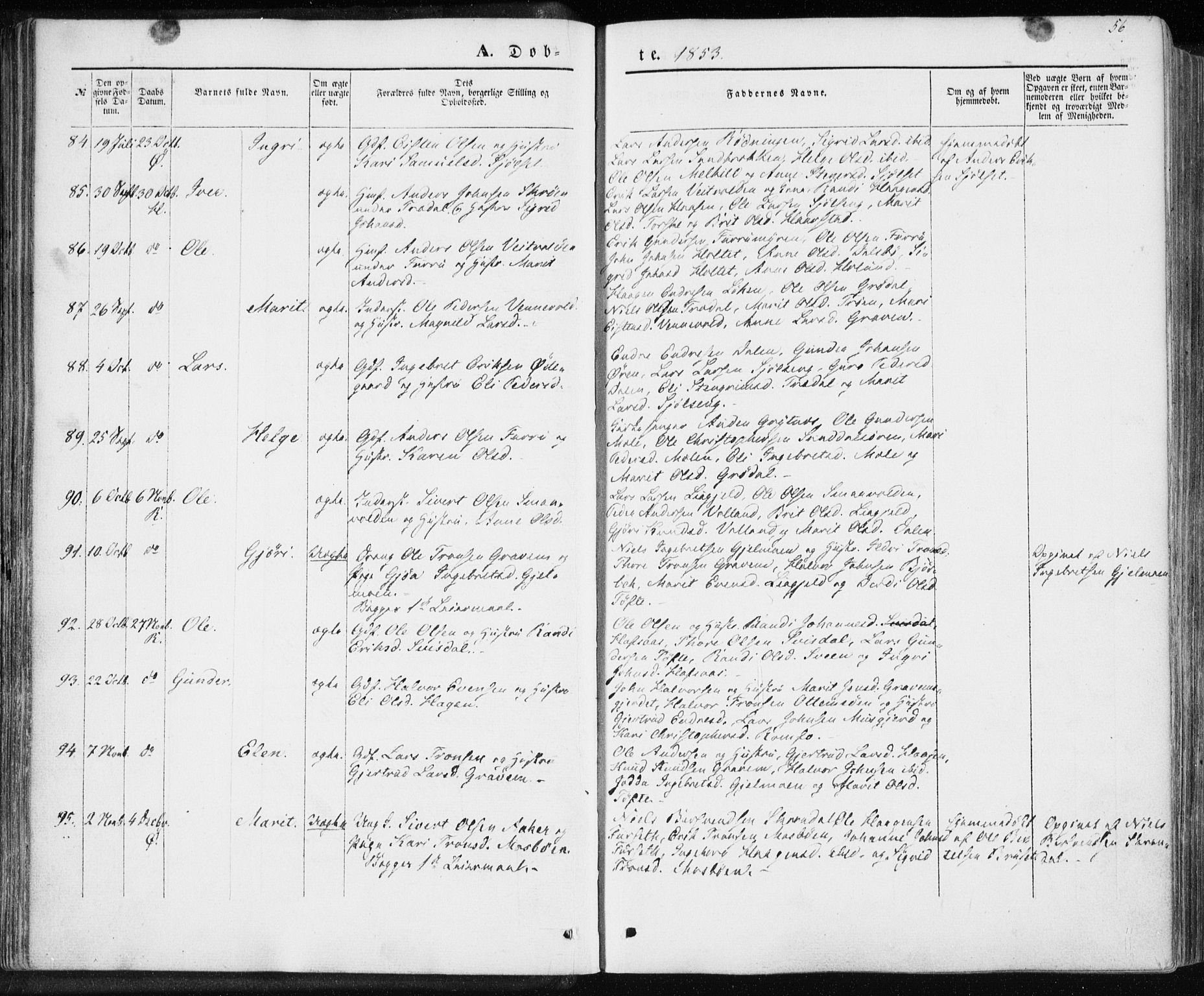 Ministerialprotokoller, klokkerbøker og fødselsregistre - Møre og Romsdal, SAT/A-1454/590/L1013: Parish register (official) no. 590A05, 1847-1877, p. 56