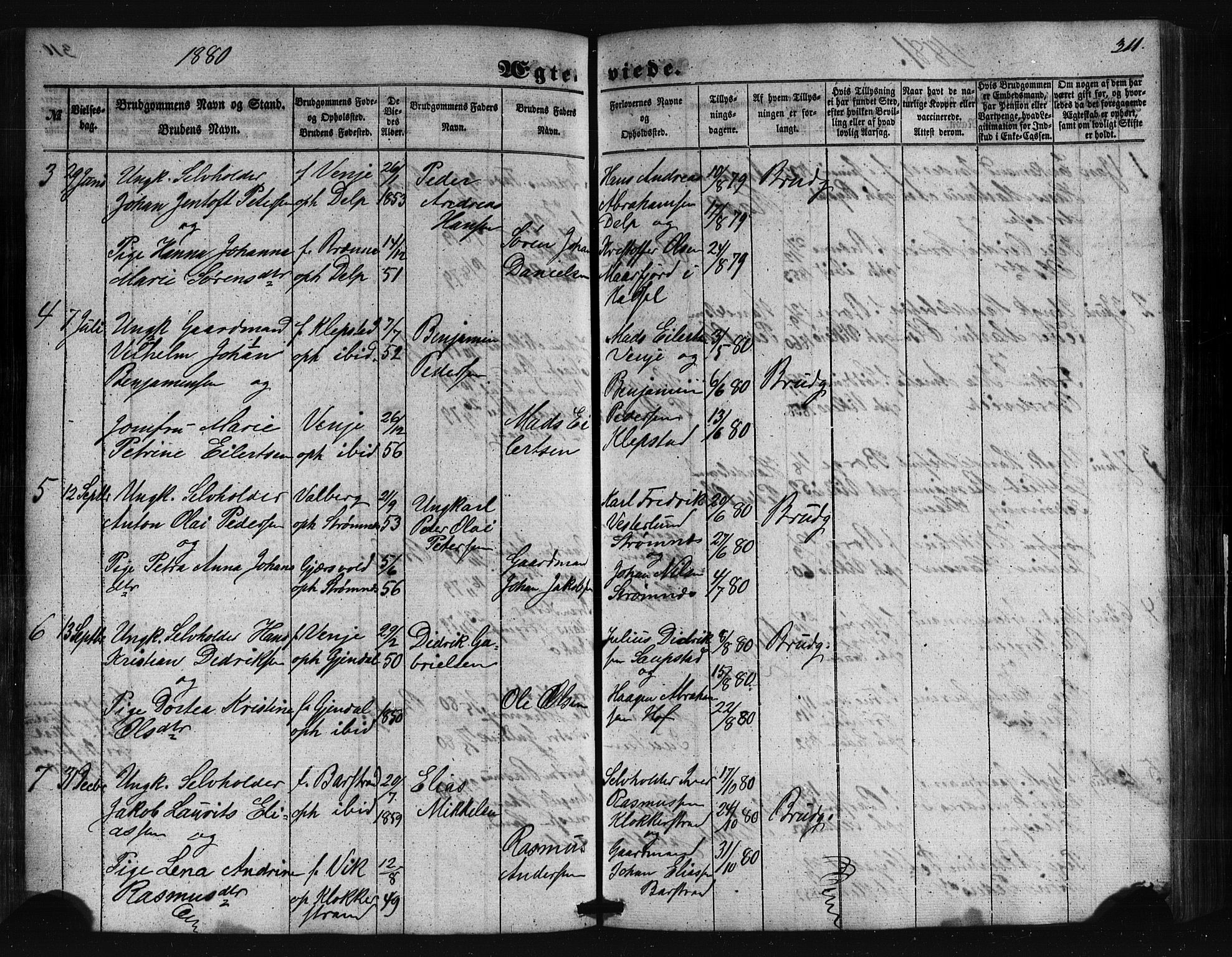 Ministerialprotokoller, klokkerbøker og fødselsregistre - Nordland, SAT/A-1459/876/L1095: Parish register (official) no. 876A01, 1863-1885, p. 311