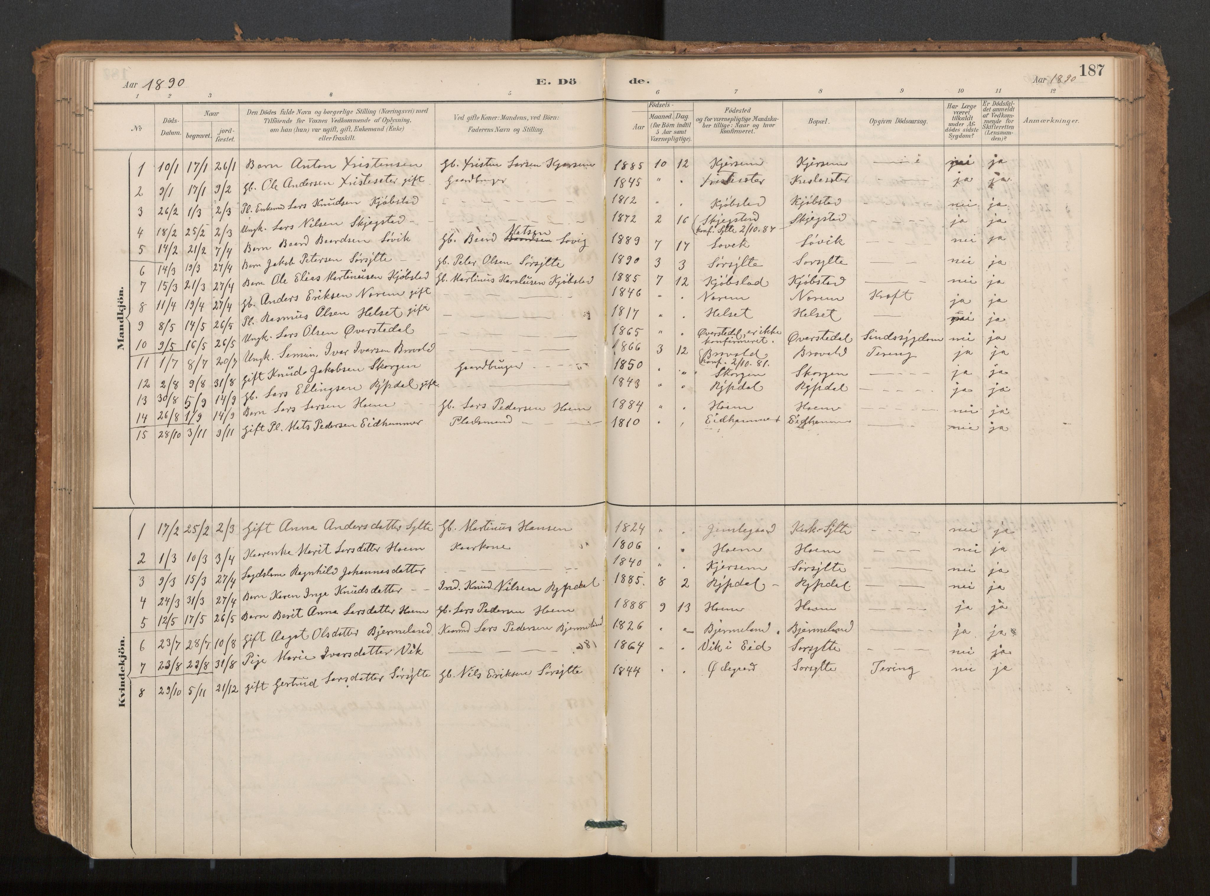 Ministerialprotokoller, klokkerbøker og fødselsregistre - Møre og Romsdal, AV/SAT-A-1454/541/L0545a: Parish register (official) no. 541A03, 1887-1912, p. 187