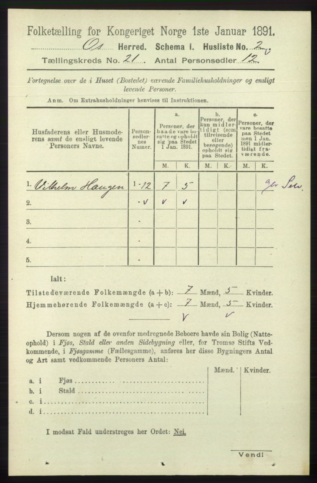 RA, 1891 census for 1243 Os, 1891, p. 4819