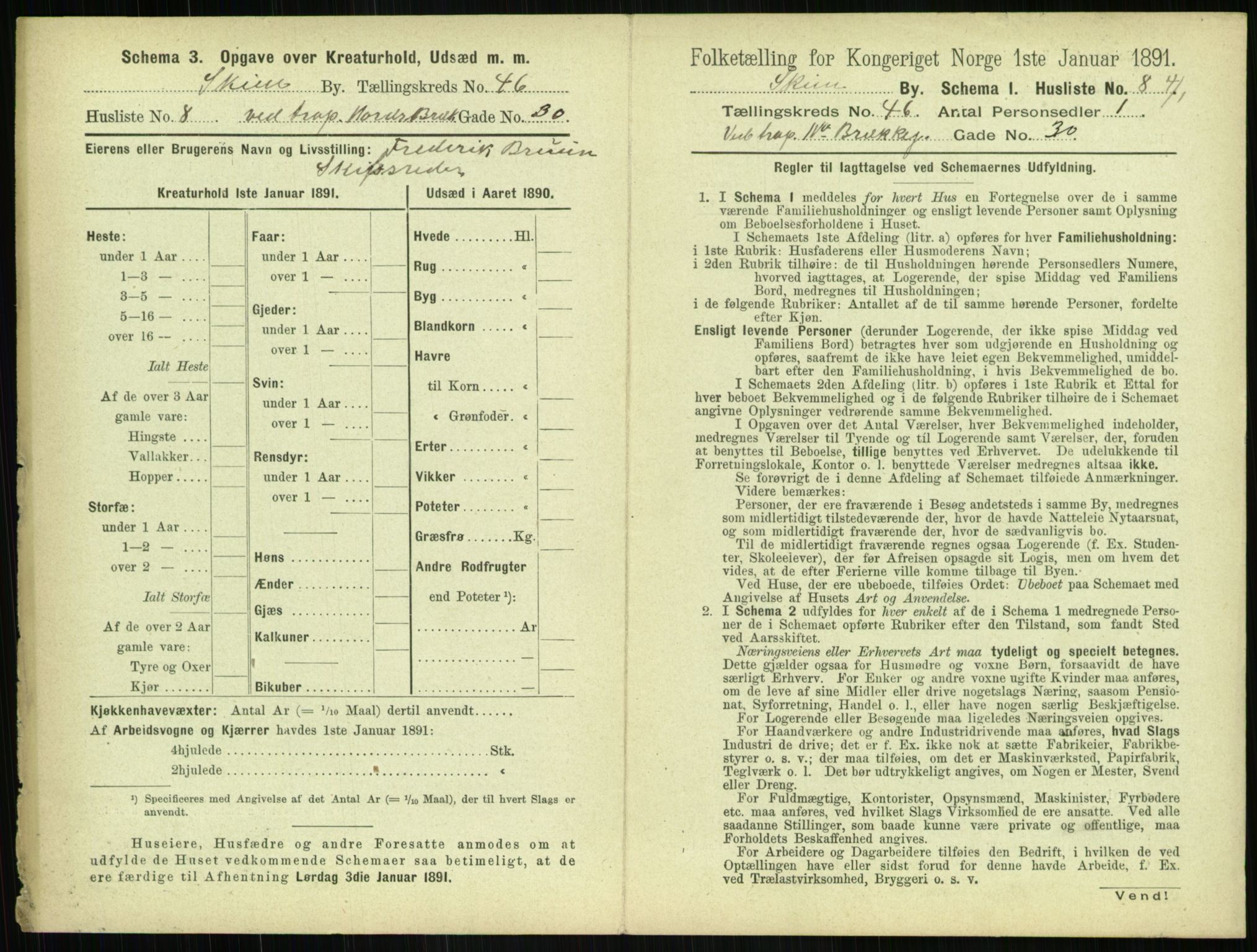 RA, 1891 census for 0806 Skien, 1891, p. 1624