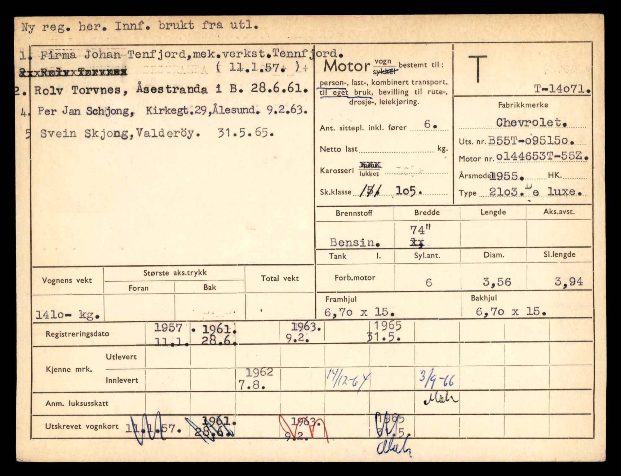Møre og Romsdal vegkontor - Ålesund trafikkstasjon, AV/SAT-A-4099/F/Fe/L0042: Registreringskort for kjøretøy T 13906 - T 14079, 1927-1998, p. 3019