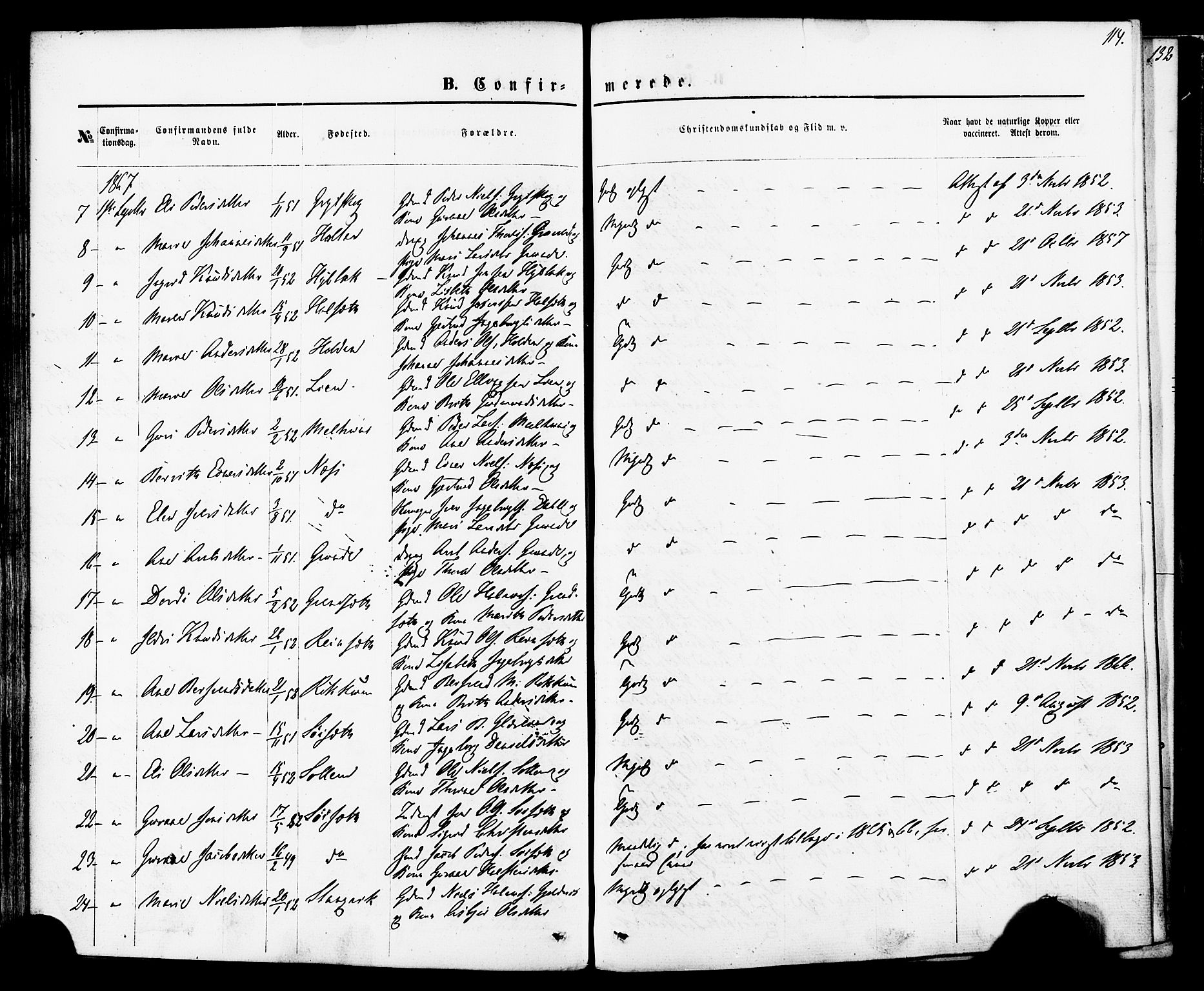 Ministerialprotokoller, klokkerbøker og fødselsregistre - Møre og Romsdal, AV/SAT-A-1454/592/L1027: Parish register (official) no. 592A05, 1865-1878, p. 114