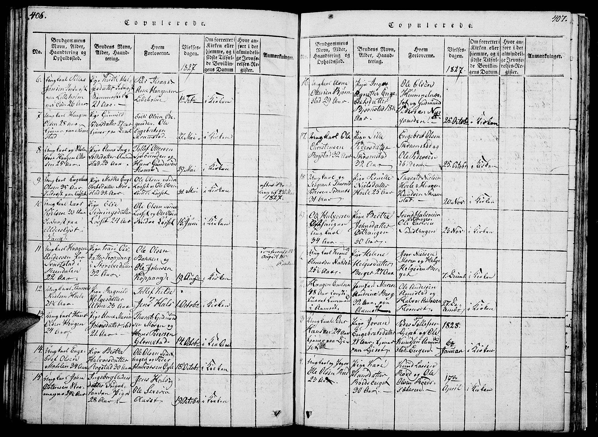 Åmot prestekontor, Hedmark, SAH/PREST-056/H/Ha/Hab/L0001: Parish register (copy) no. 1, 1815-1847, p. 406-407