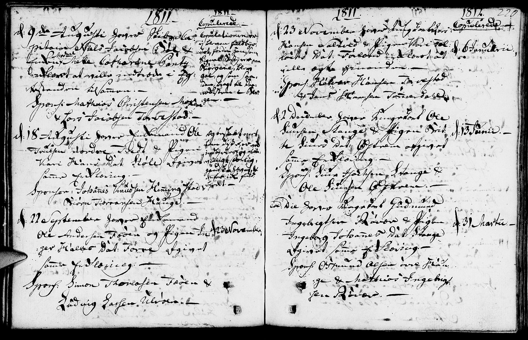 Torvastad sokneprestkontor, SAST/A -101857/H/Ha/Haa/L0002: Parish register (official) no. A 2, 1801-1817, p. 220