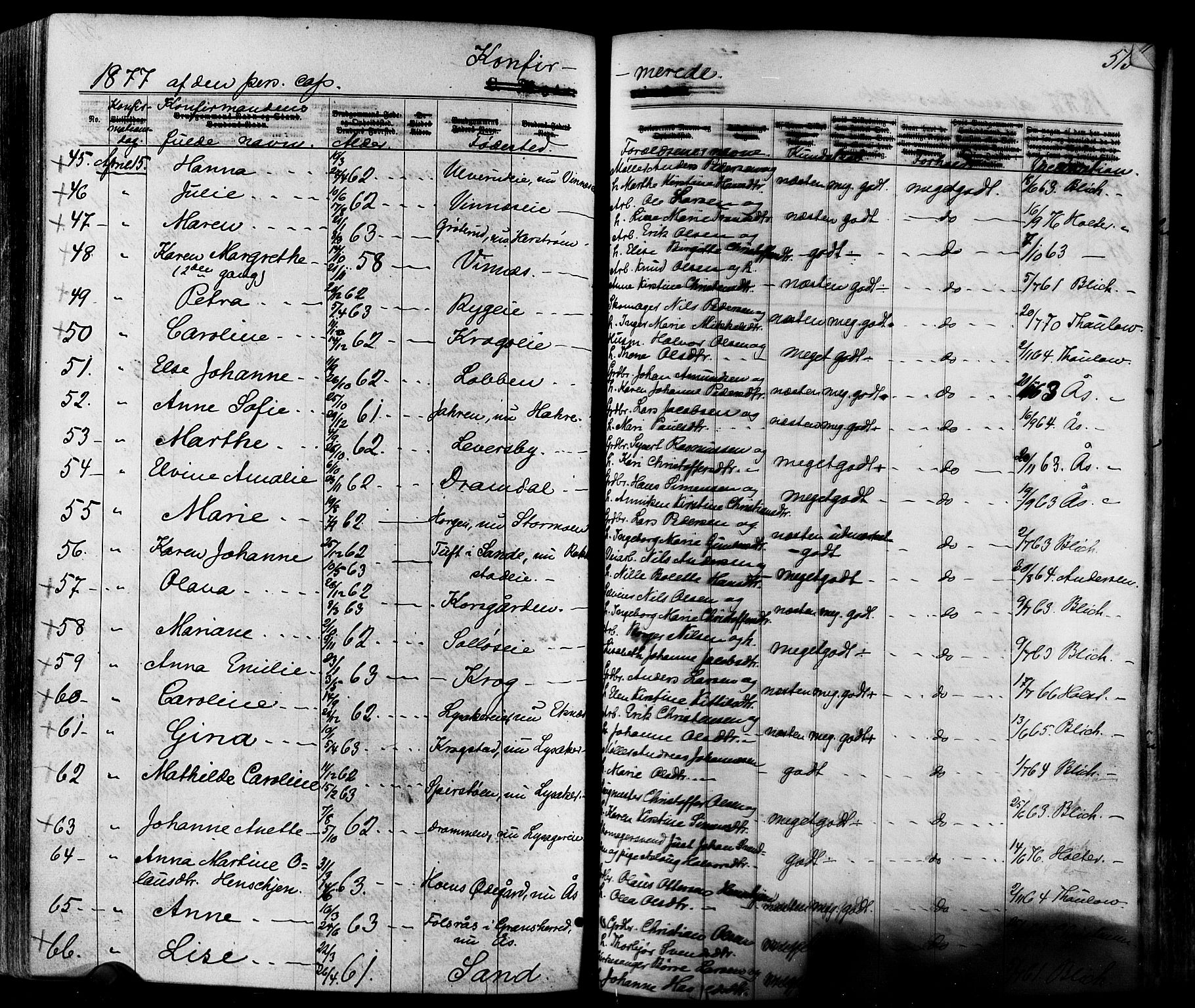 Eiker kirkebøker, SAKO/A-4/F/Fa/L0017: Parish register (official) no. I 17, 1869-1877, p. 515