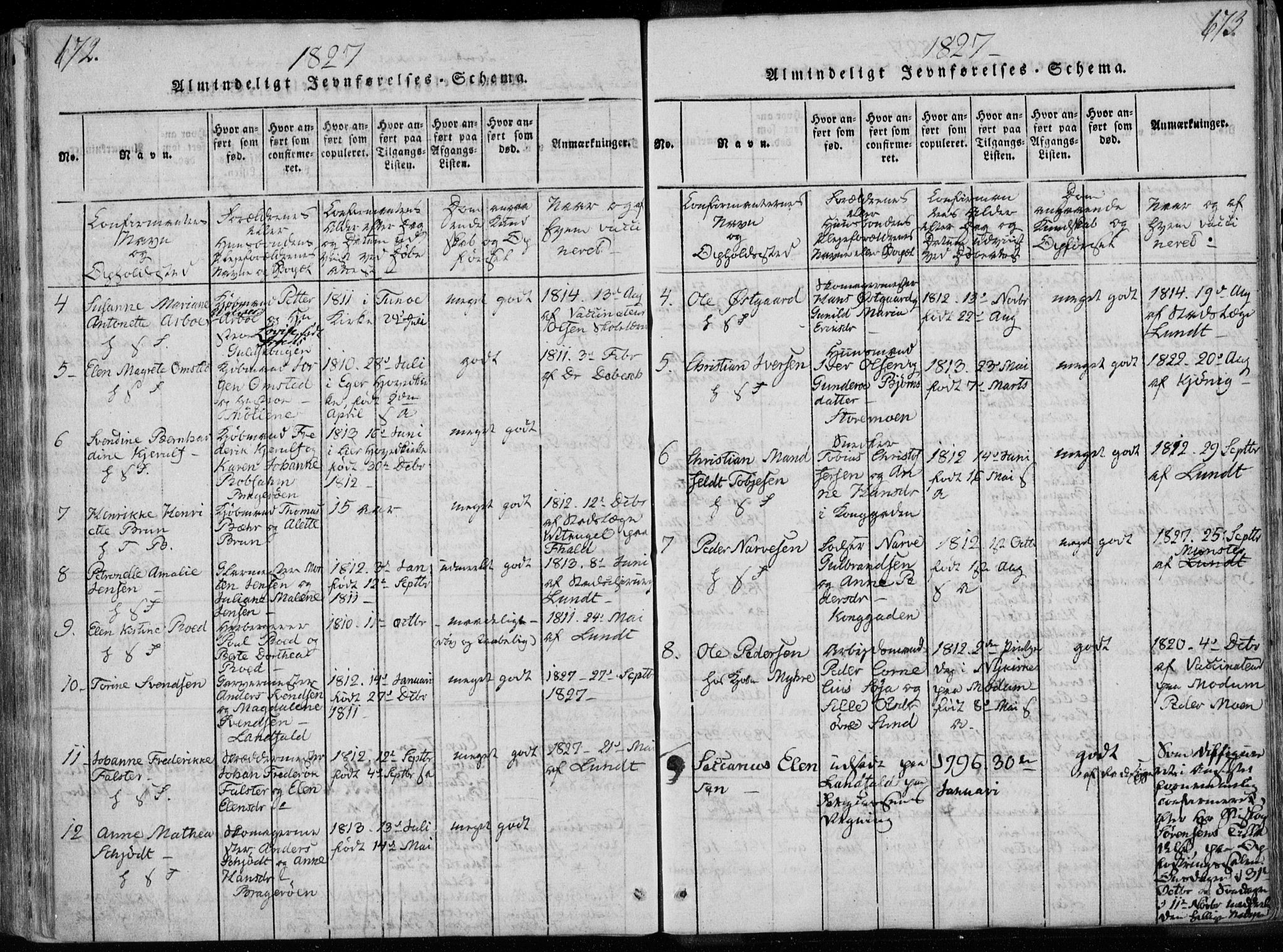 Bragernes kirkebøker, AV/SAKO-A-6/F/Fa/L0007: Parish register (official) no. I 7, 1815-1829, p. 672-673