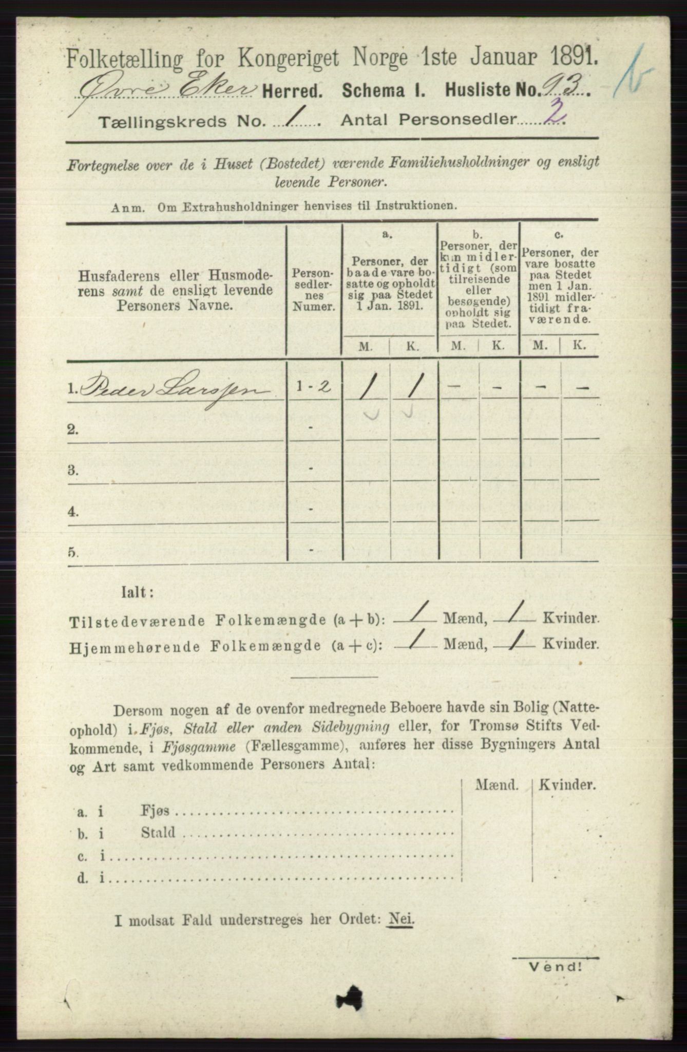 RA, 1891 census for 0624 Øvre Eiker, 1891, p. 7820