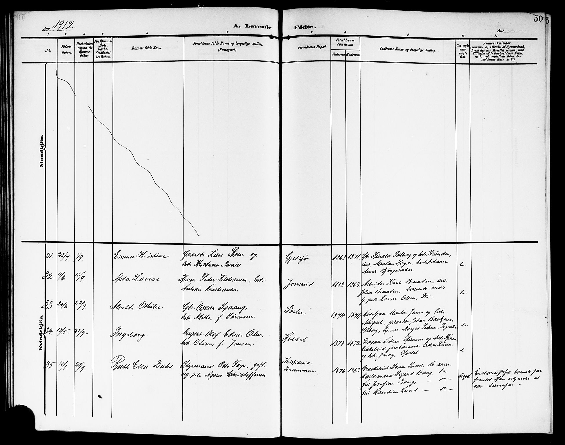 Kråkstad prestekontor Kirkebøker, AV/SAO-A-10125a/G/Gb/L0001: Parish register (copy) no. II 1, 1905-1920, p. 50