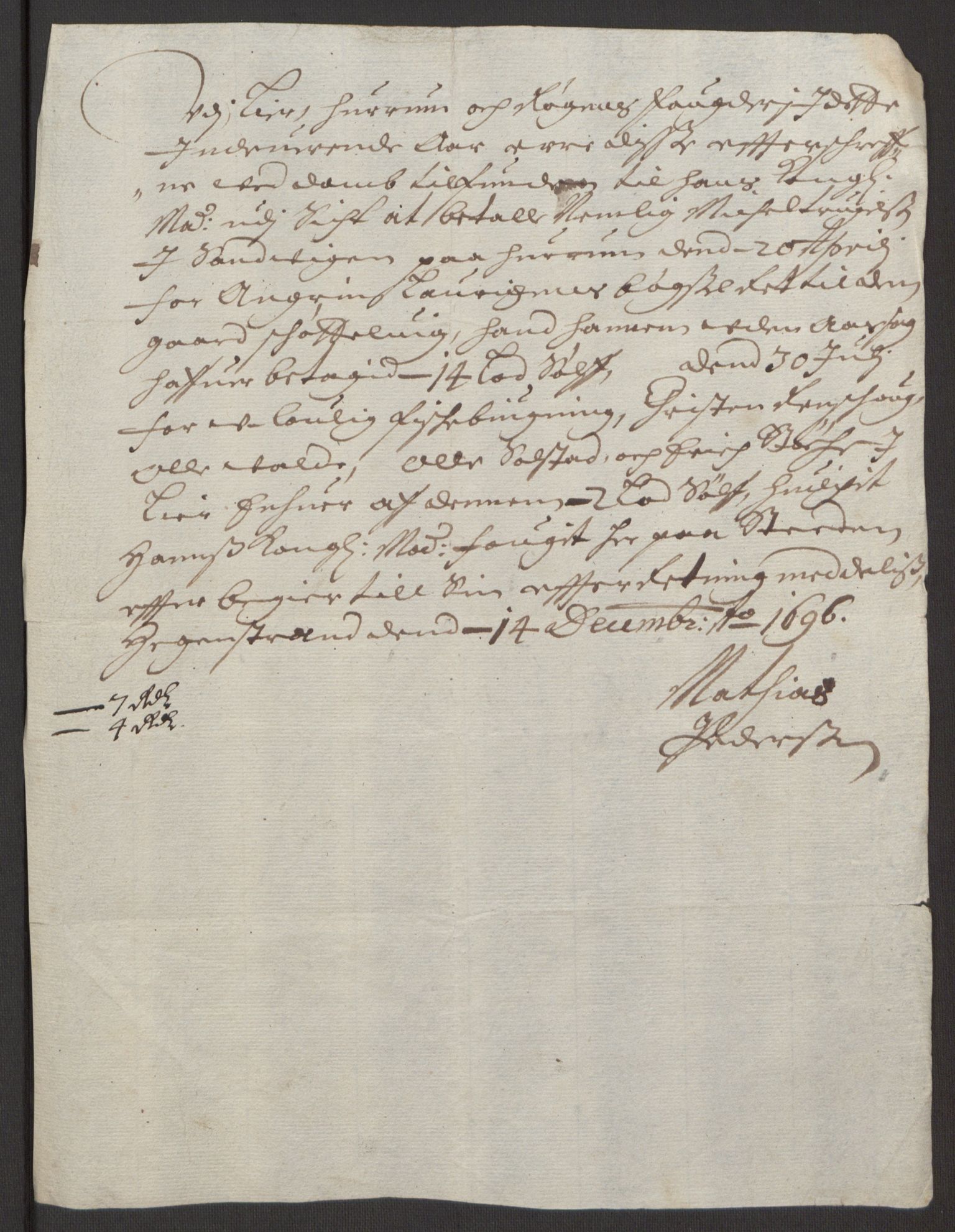 Rentekammeret inntil 1814, Reviderte regnskaper, Fogderegnskap, RA/EA-4092/R30/L1694: Fogderegnskap Hurum, Røyken, Eiker og Lier, 1694-1696, p. 321