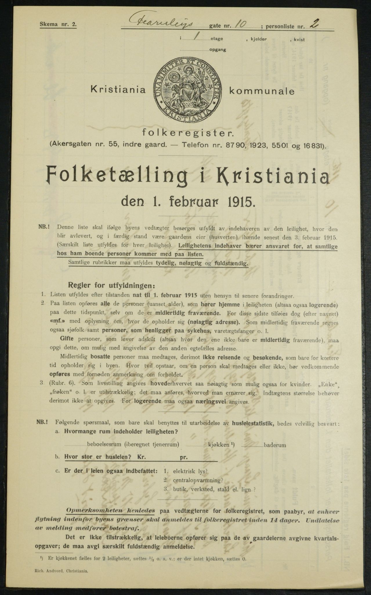 OBA, Municipal Census 1915 for Kristiania, 1915, p. 23536