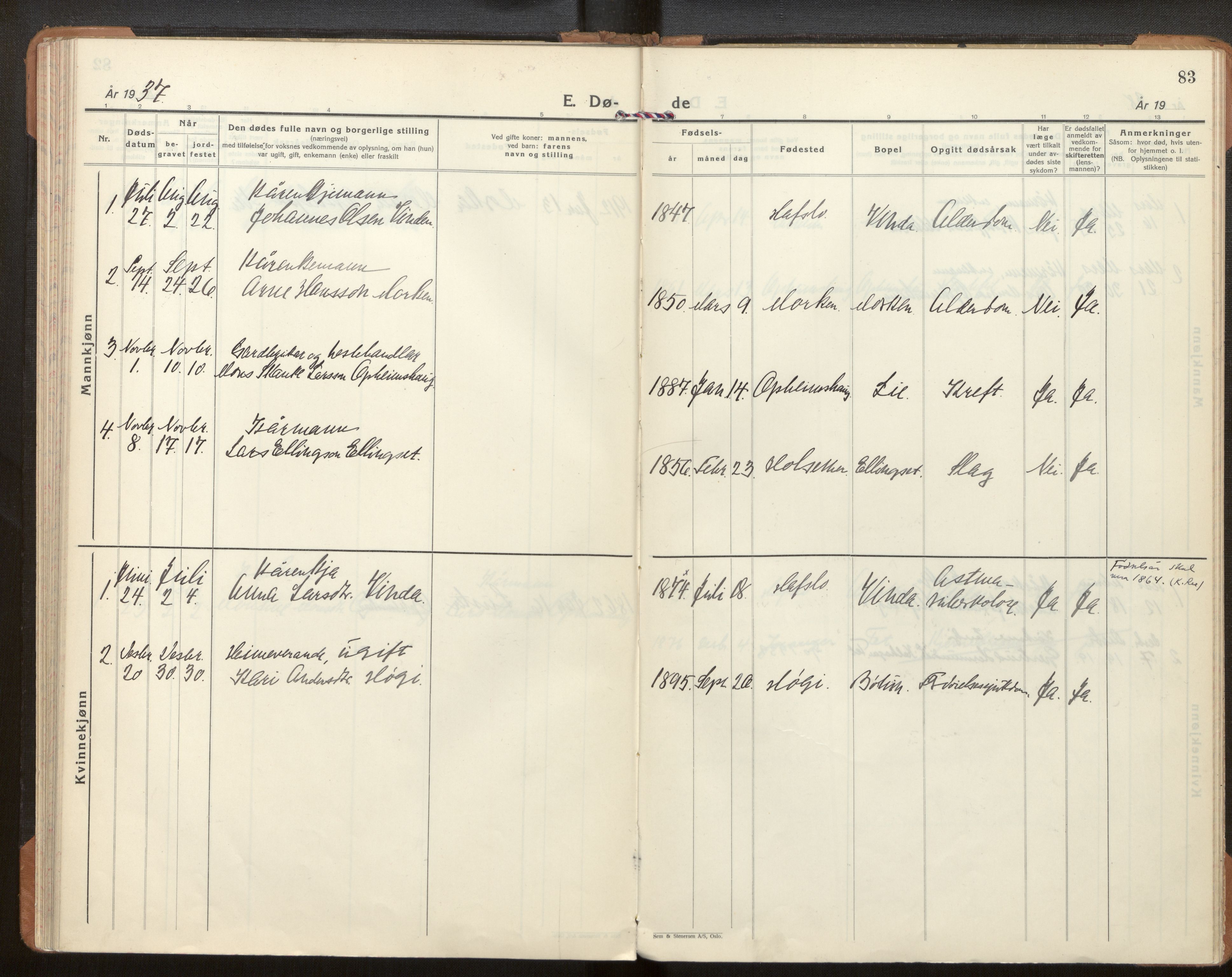 Hafslo sokneprestembete, SAB/A-80301/H/Haa/Haad/L0002: Parish register (official) no. D 2, 1934-1965, p. 83