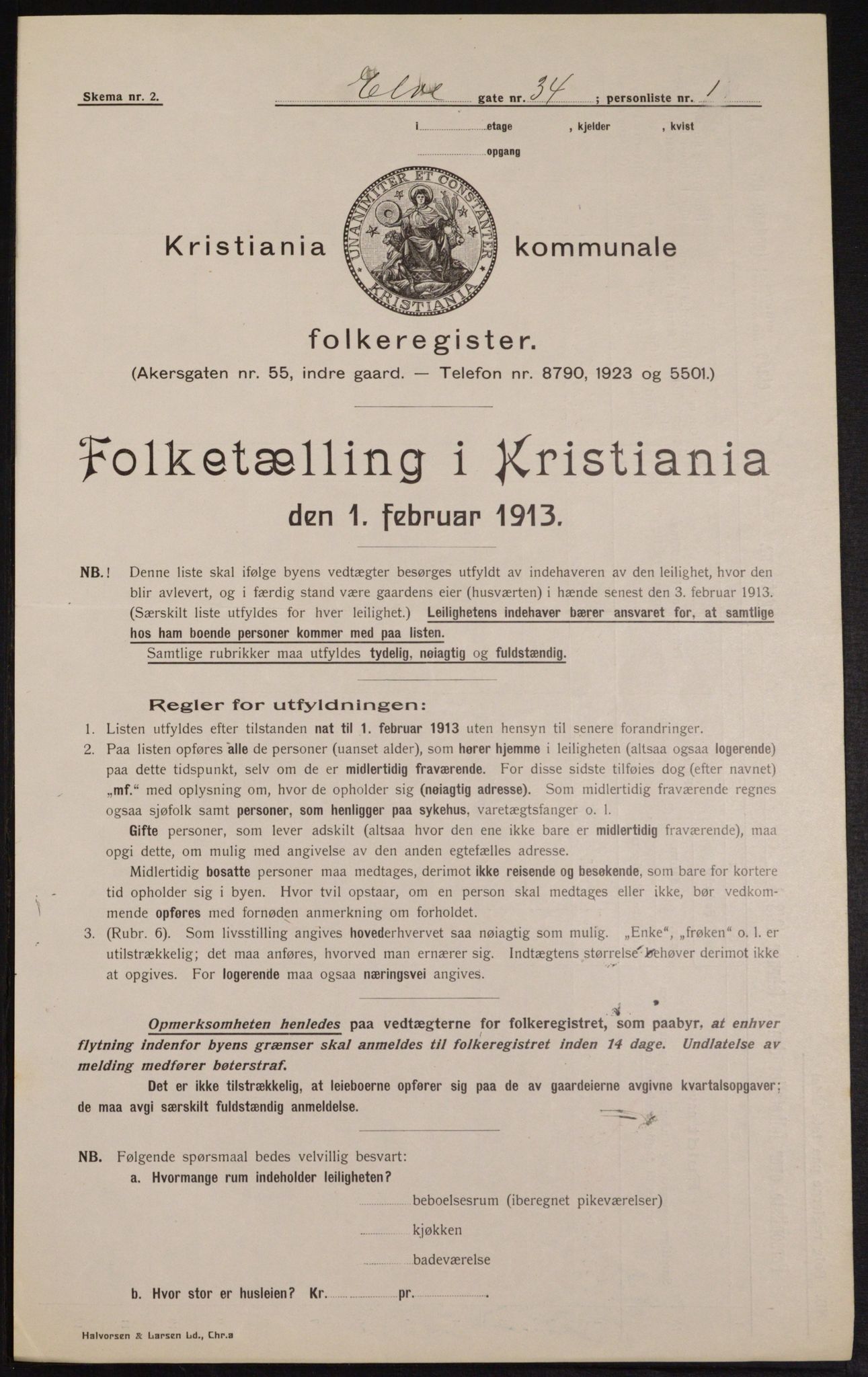 OBA, Municipal Census 1913 for Kristiania, 1913, p. 21099