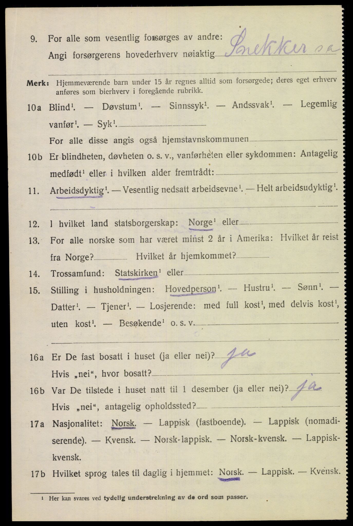 SAT, 1920 census for Dverberg, 1920, p. 6501