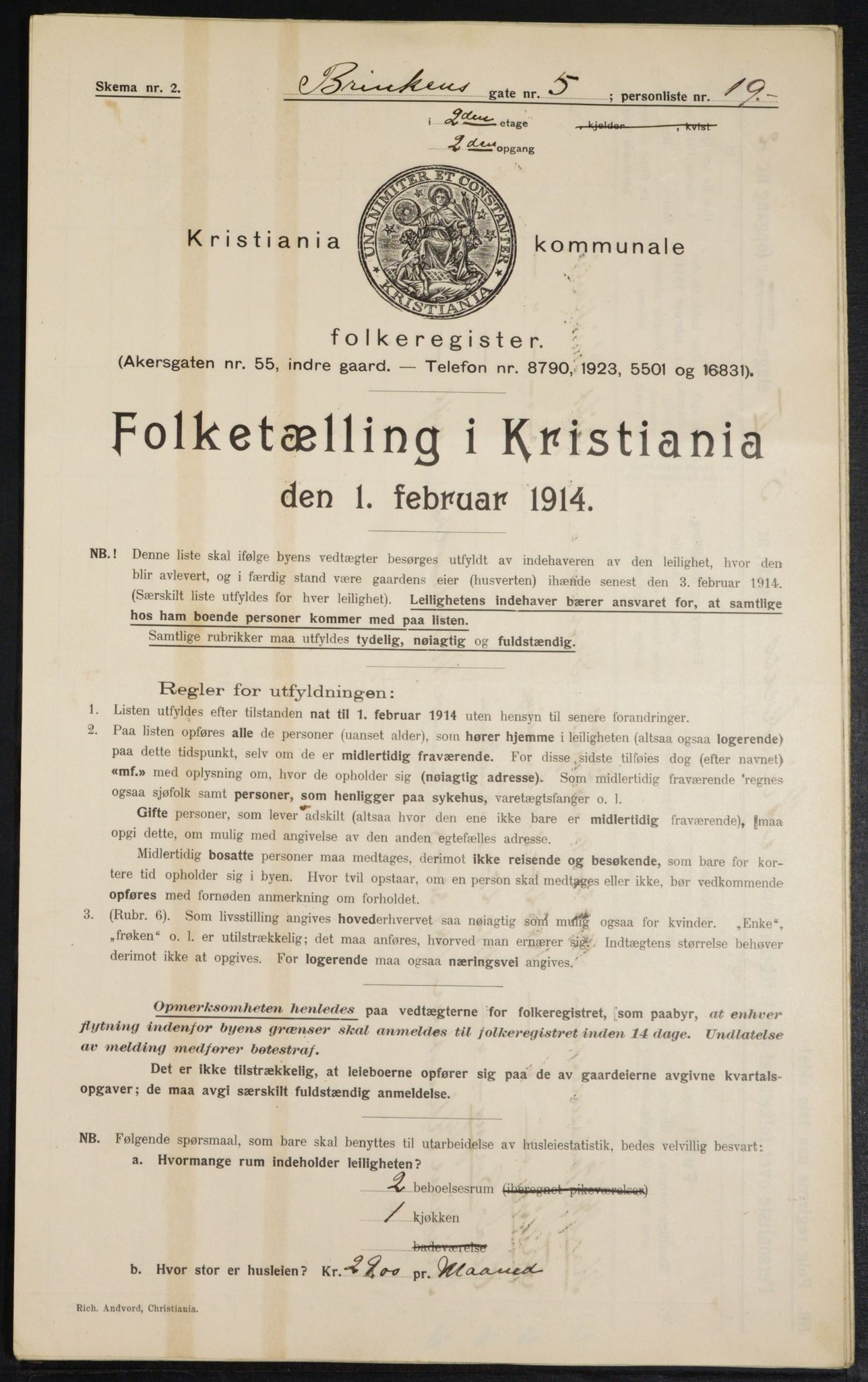 OBA, Municipal Census 1914 for Kristiania, 1914, p. 8840