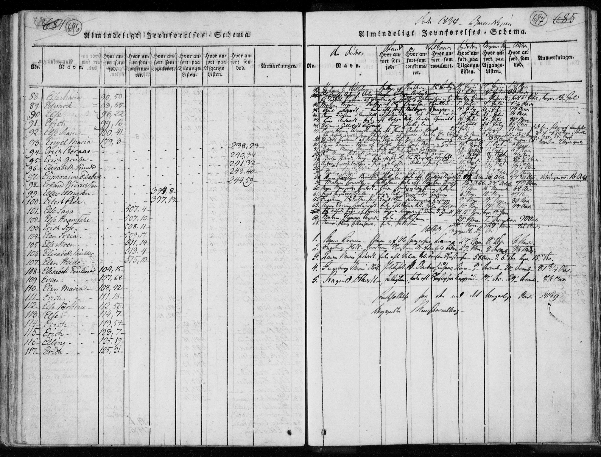 Kongsberg kirkebøker, SAKO/A-22/F/Fa/L0008: Parish register (official) no. I 8, 1816-1839, p. 696-697