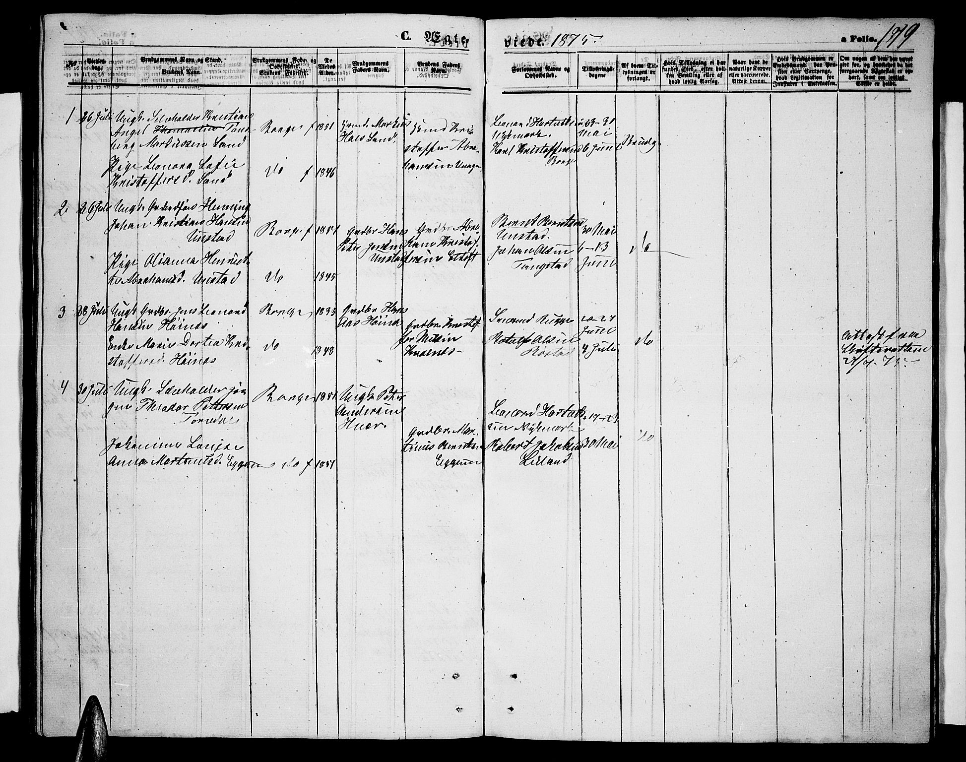 Ministerialprotokoller, klokkerbøker og fødselsregistre - Nordland, AV/SAT-A-1459/880/L1140: Parish register (copy) no. 880C02, 1861-1875, p. 179