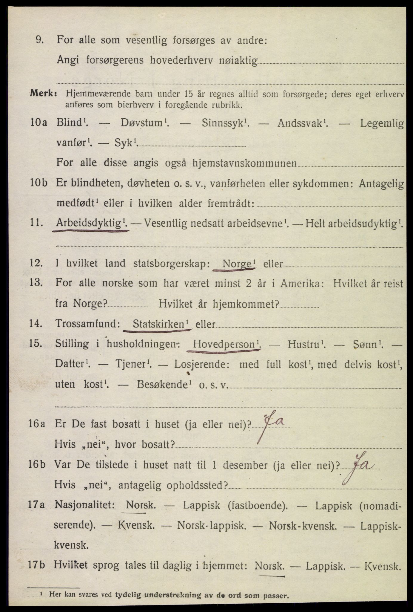 SAT, 1920 census for Lurøy, 1920, p. 3918