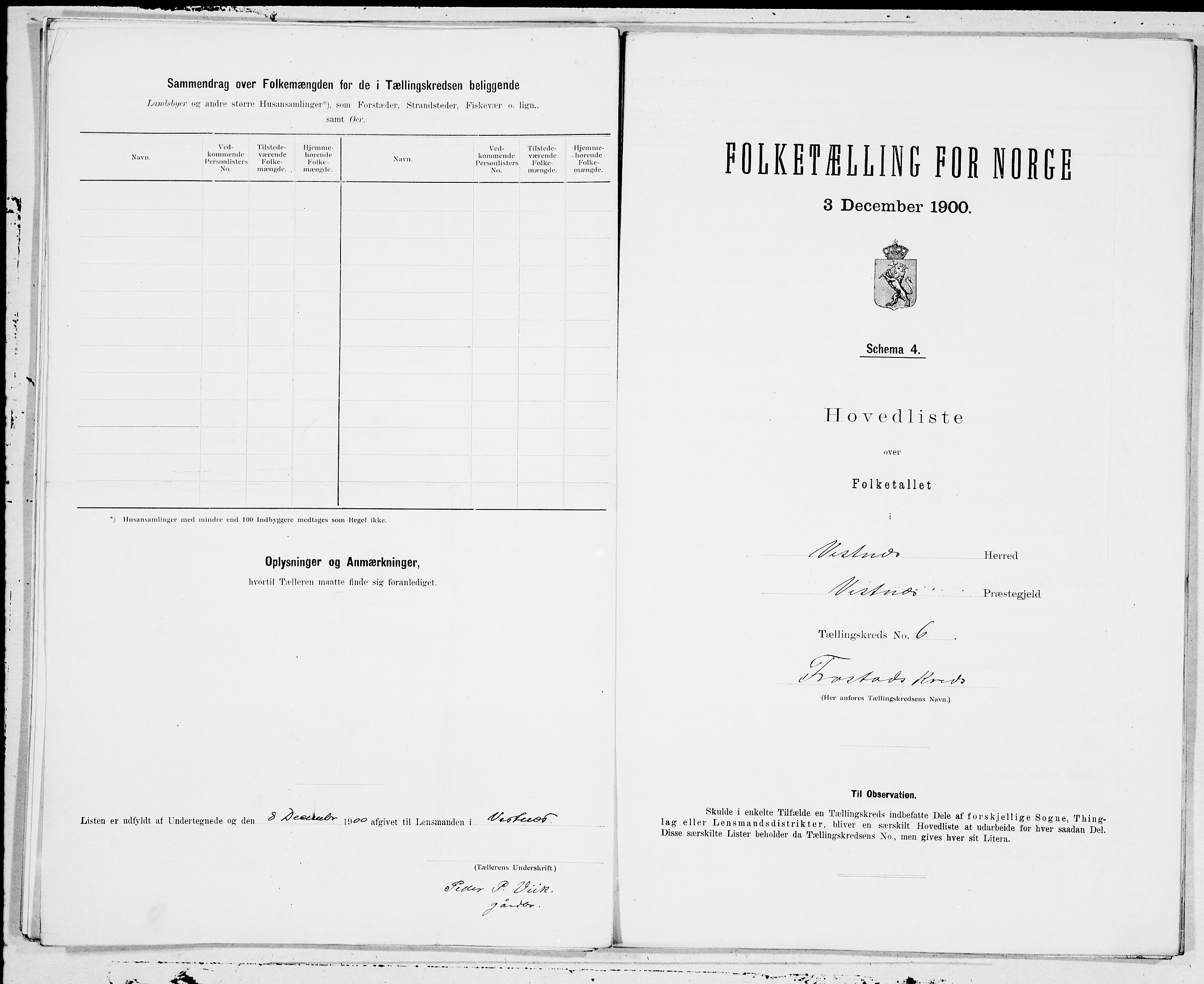 SAT, 1900 census for Vestnes, 1900, p. 12