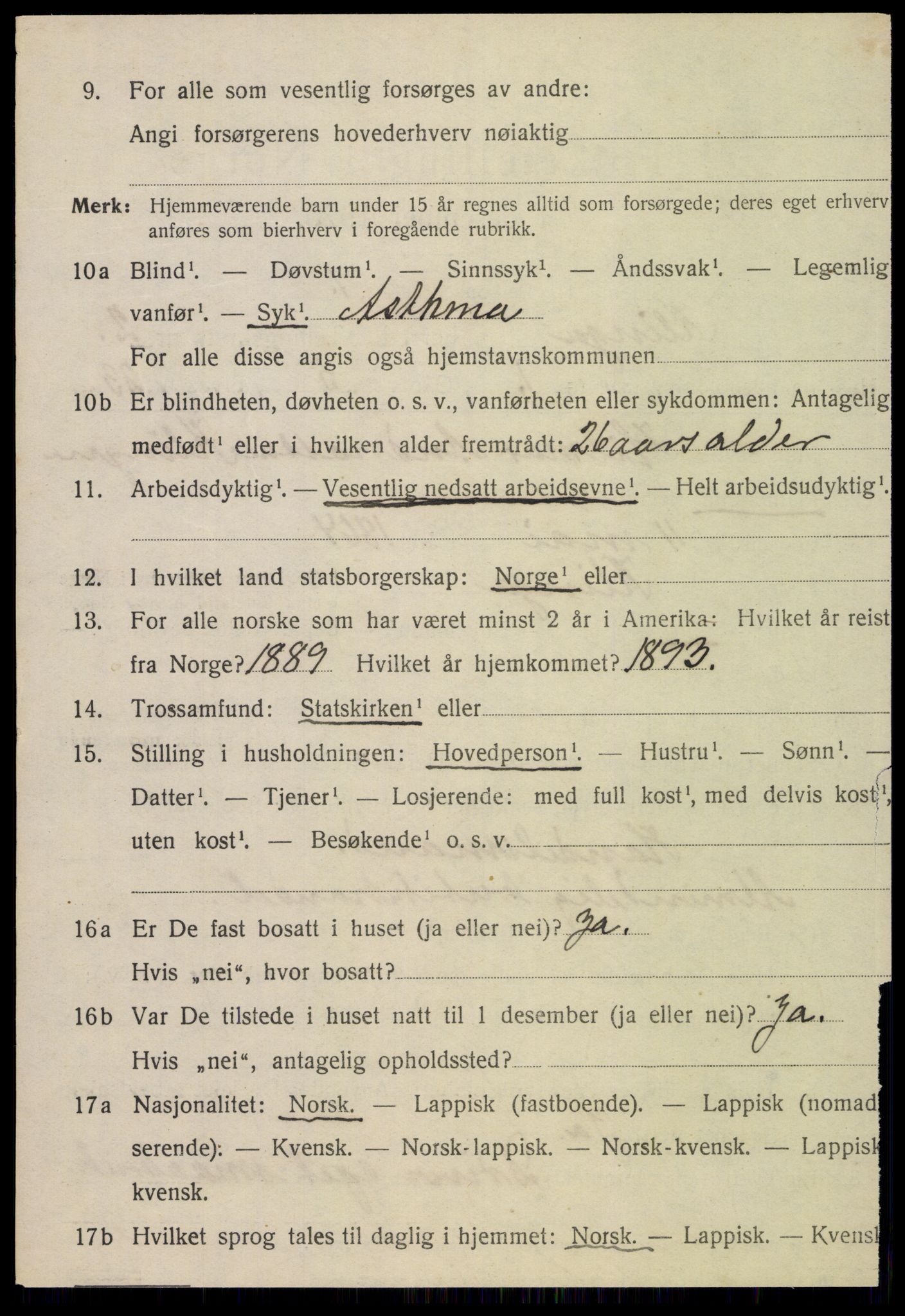 SAT, 1920 census for Klinga, 1920, p. 1406