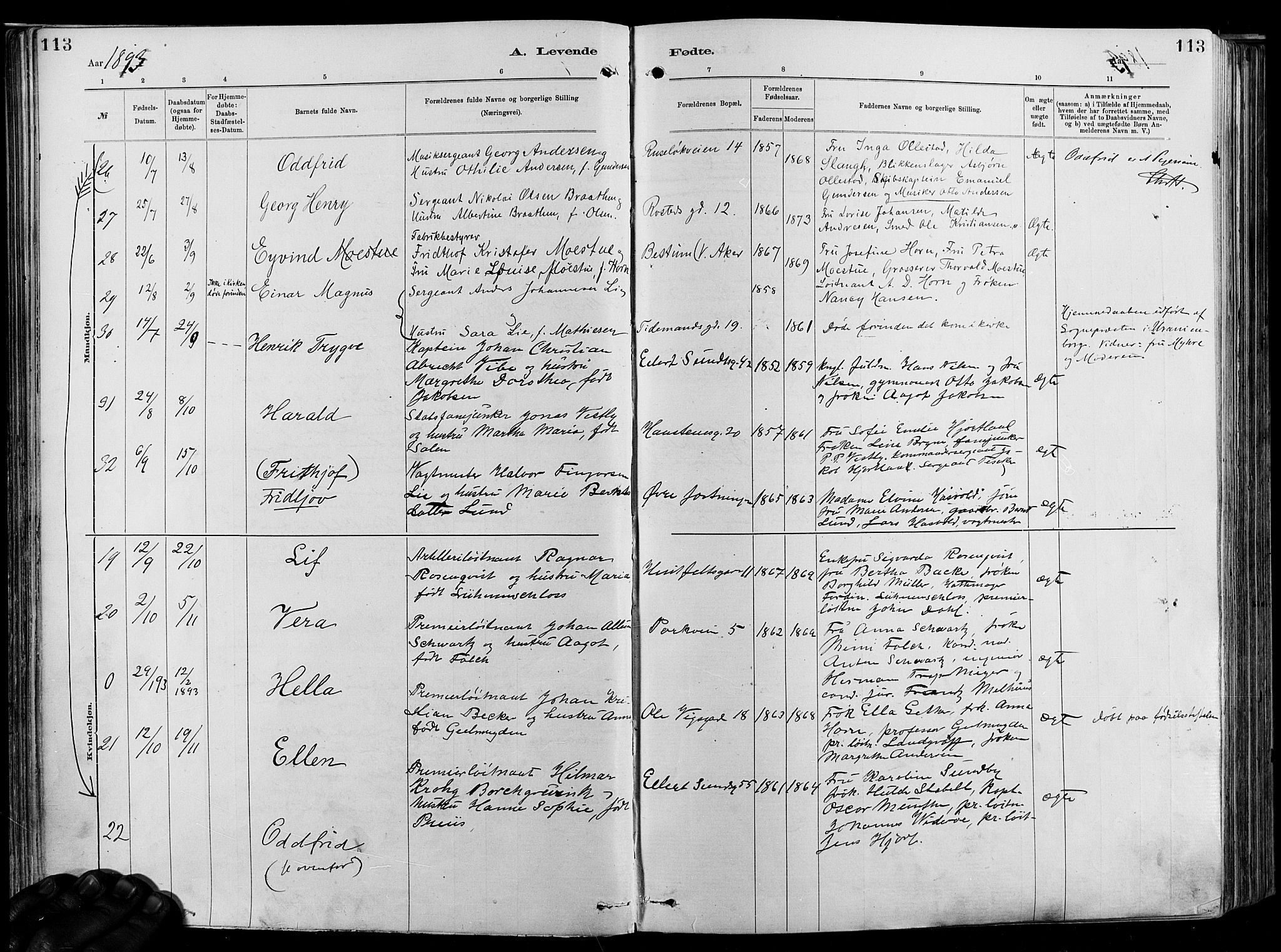 Garnisonsmenigheten Kirkebøker, SAO/A-10846/F/Fa/L0012: Parish register (official) no. 12, 1880-1893, p. 113
