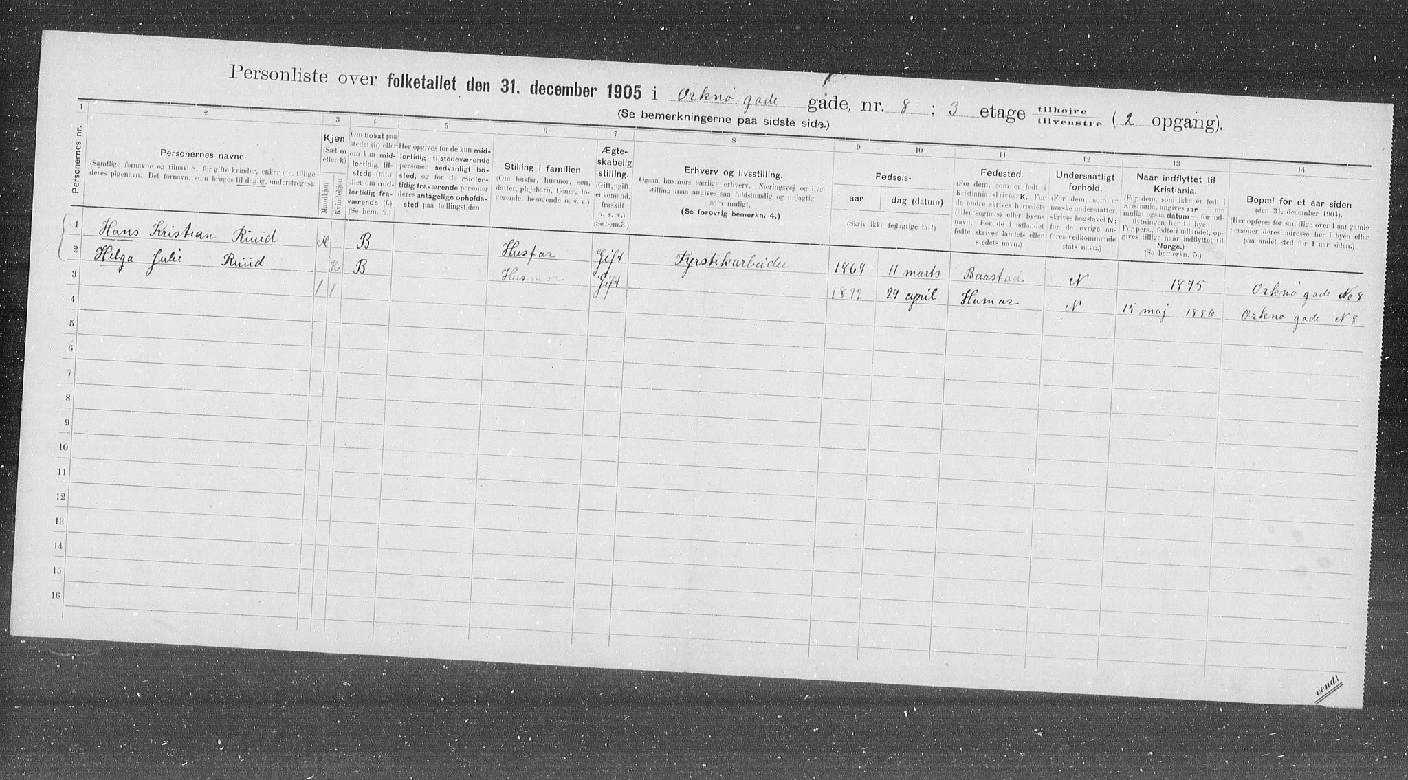 OBA, Municipal Census 1905 for Kristiania, 1905, p. 39968