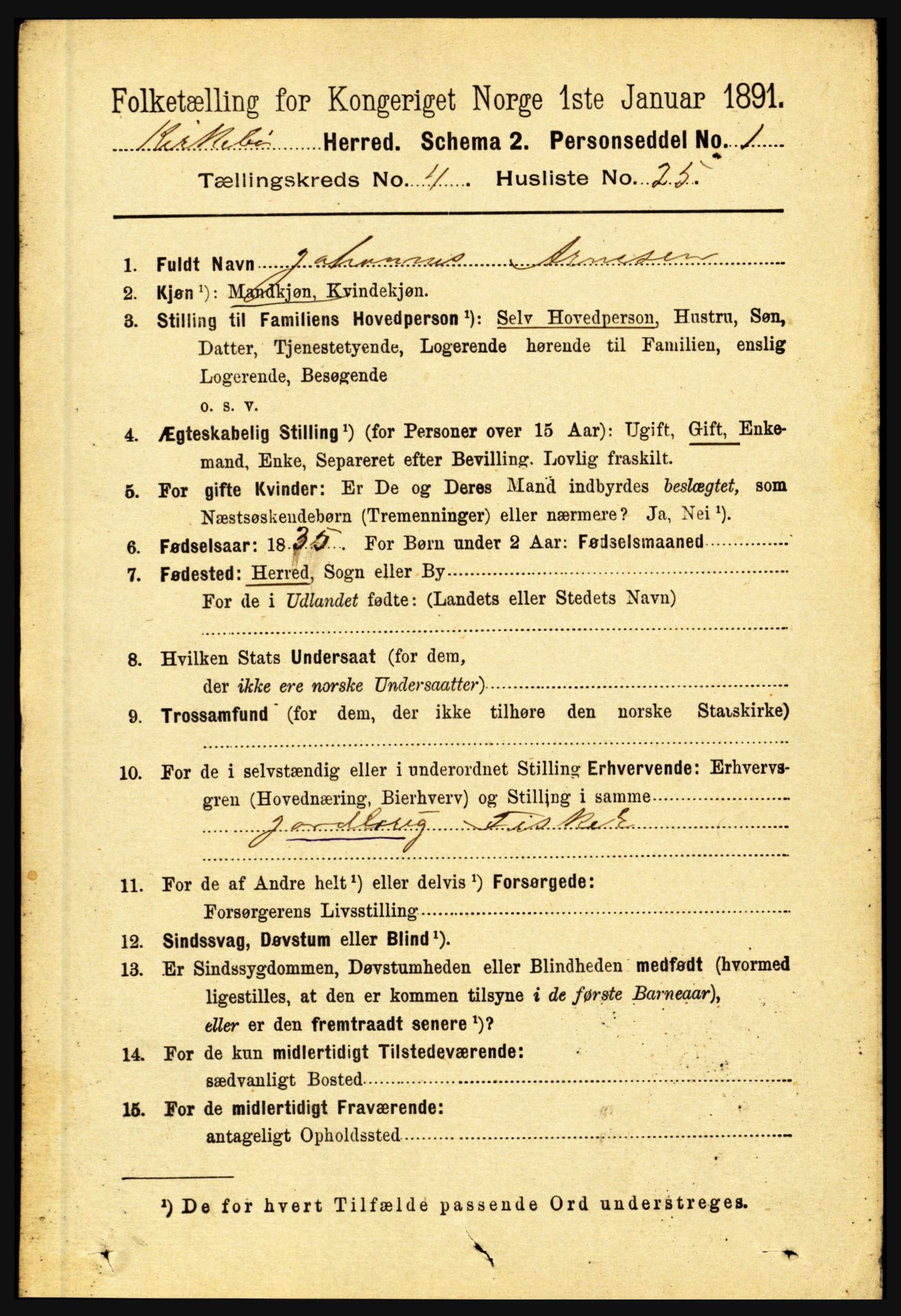 RA, 1891 census for 1416 Kyrkjebø, 1891, p. 995