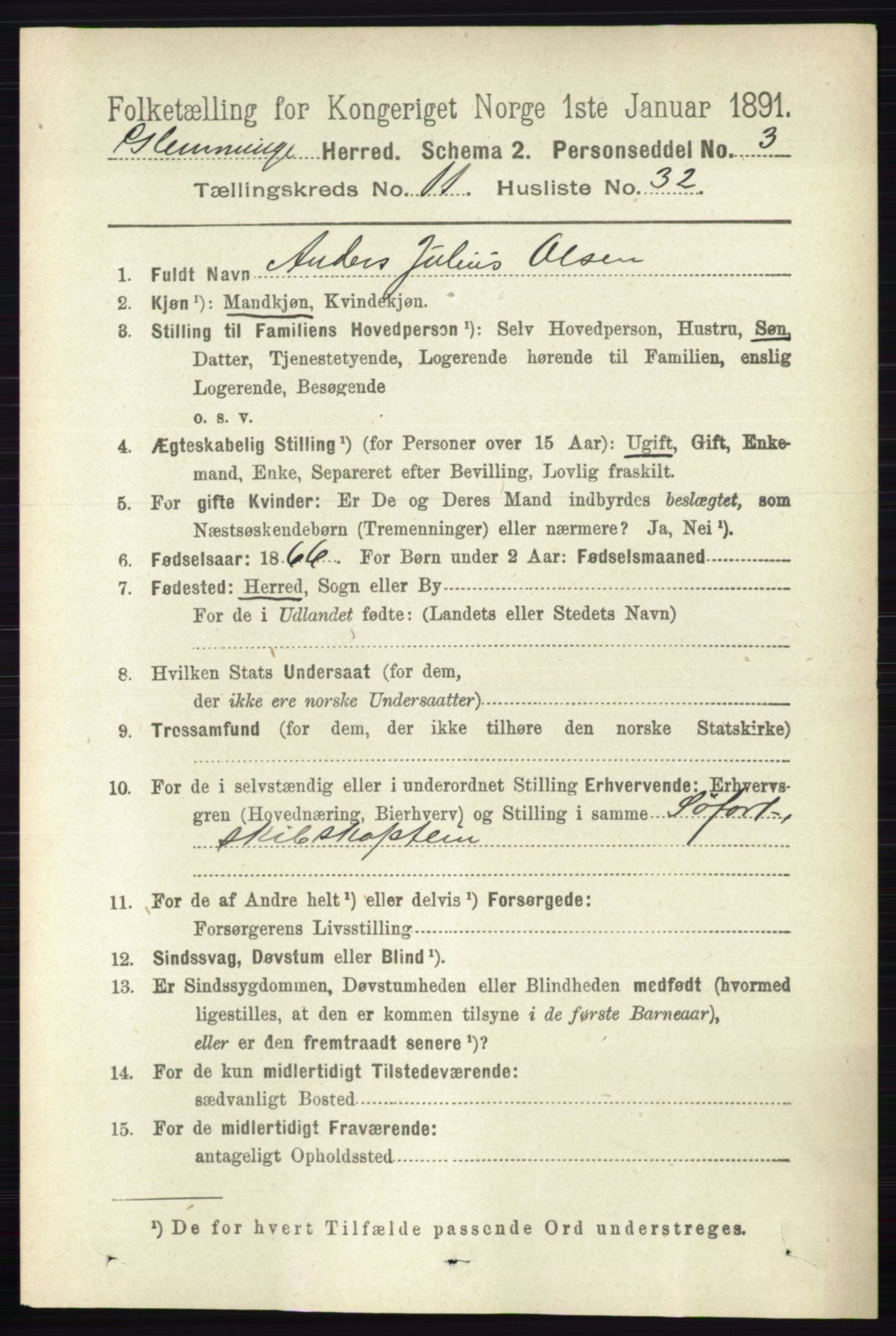 RA, 1891 census for 0132 Glemmen, 1891, p. 10778