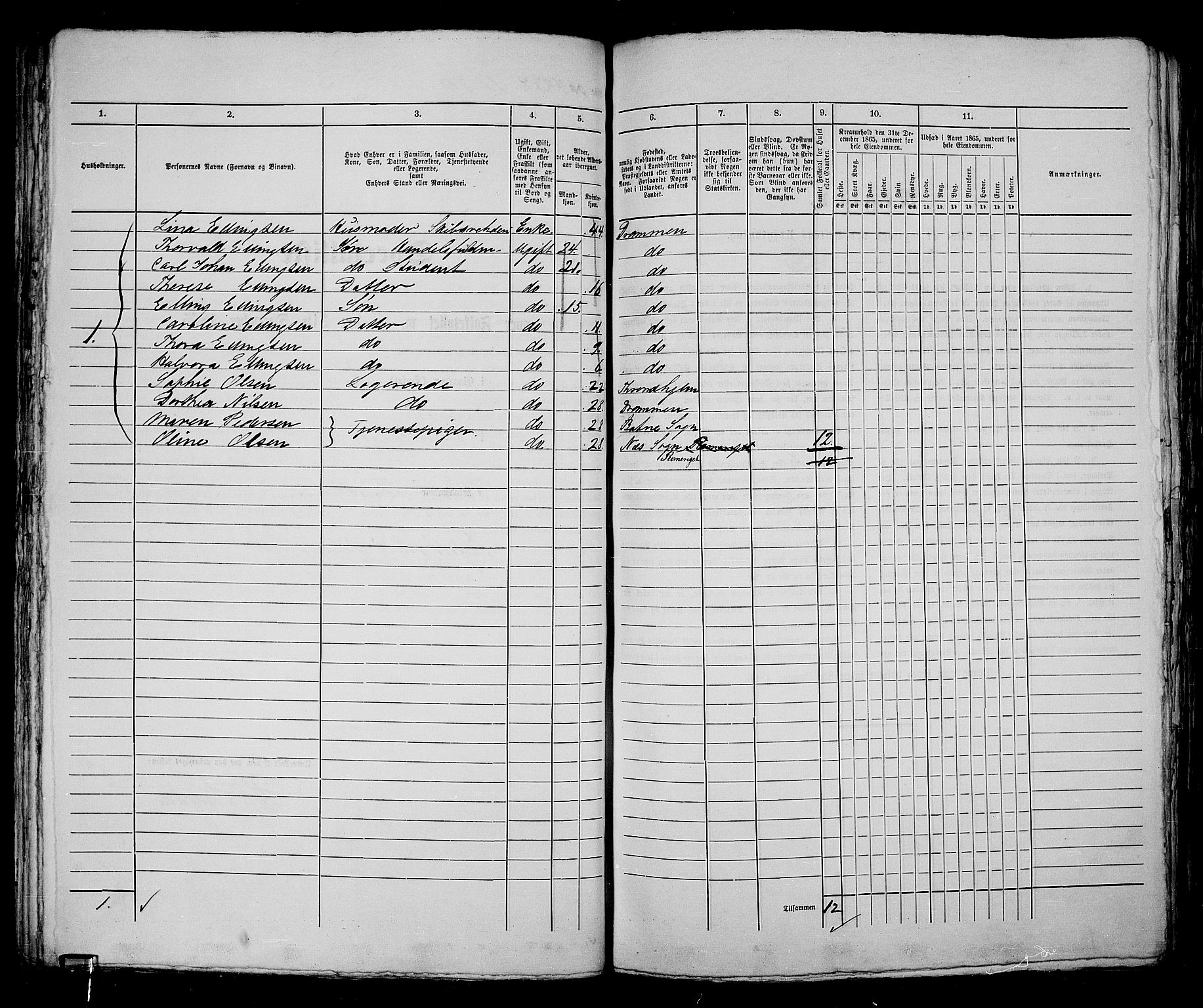 RA, 1865 census for Kristiania, 1865, p. 2398