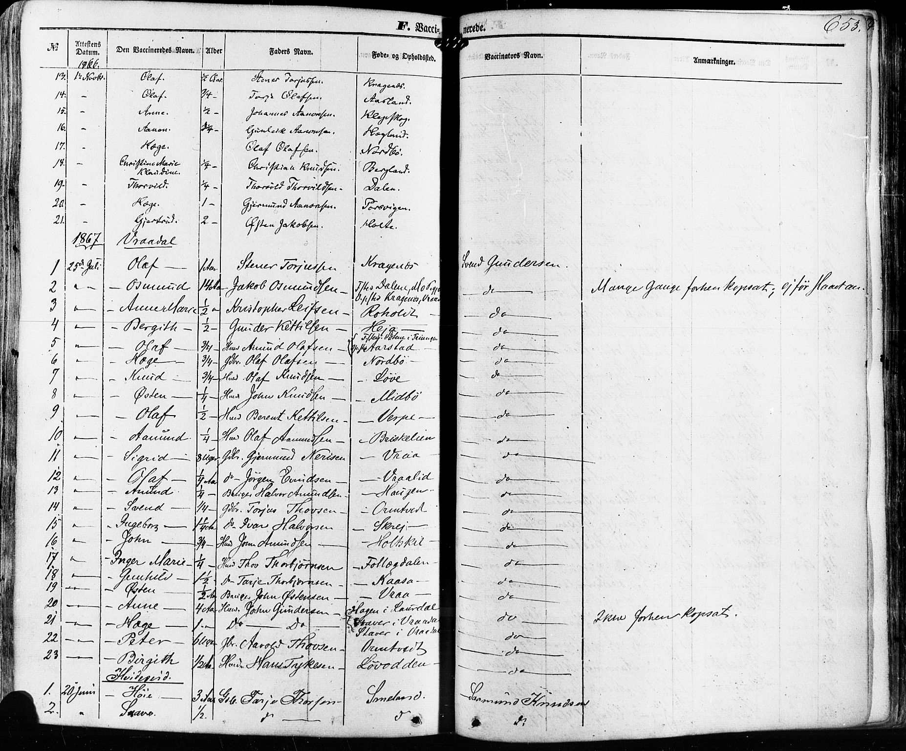 Kviteseid kirkebøker, SAKO/A-276/F/Fa/L0007: Parish register (official) no. I 7, 1859-1881, p. 653