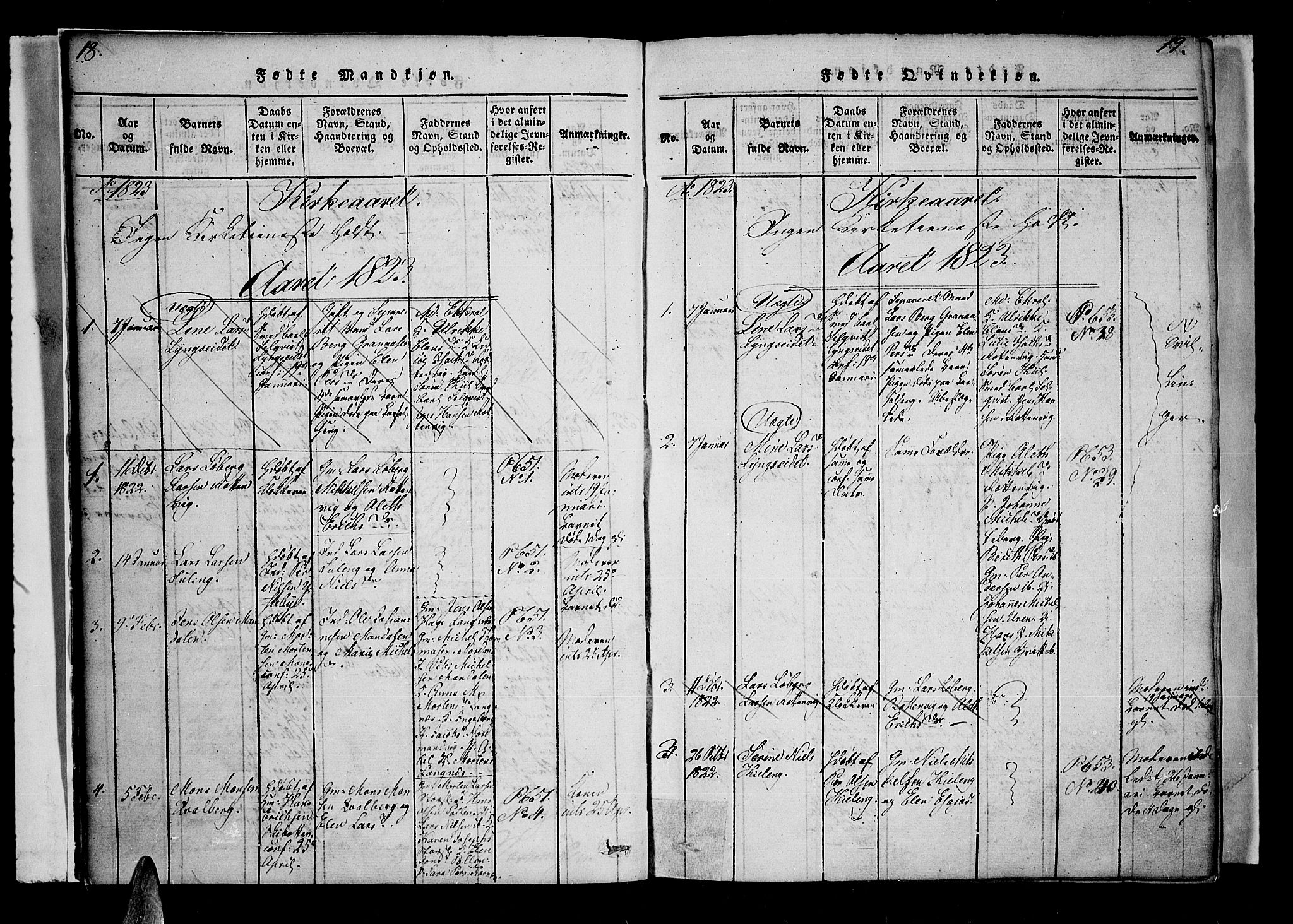 Lyngen sokneprestembete, SATØ/S-1289/H/He/Hea/L0003kirke: Parish register (official) no. 3, 1822-1838, p. 18-19