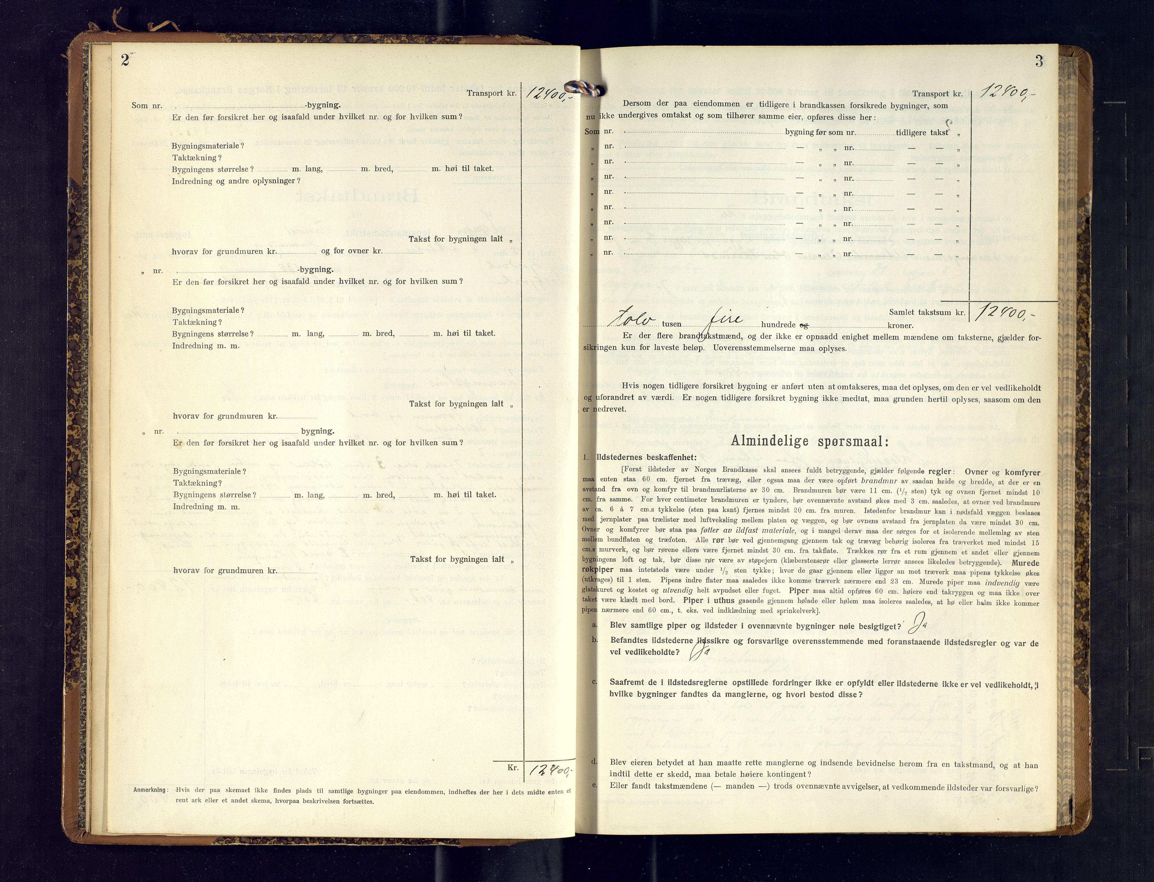 Lyngen lensmannskontor, SATØ/SATO-99/F/Fm/Fmb/L0120: Branntakstprotokoller, 1915-1917, p. 2-3