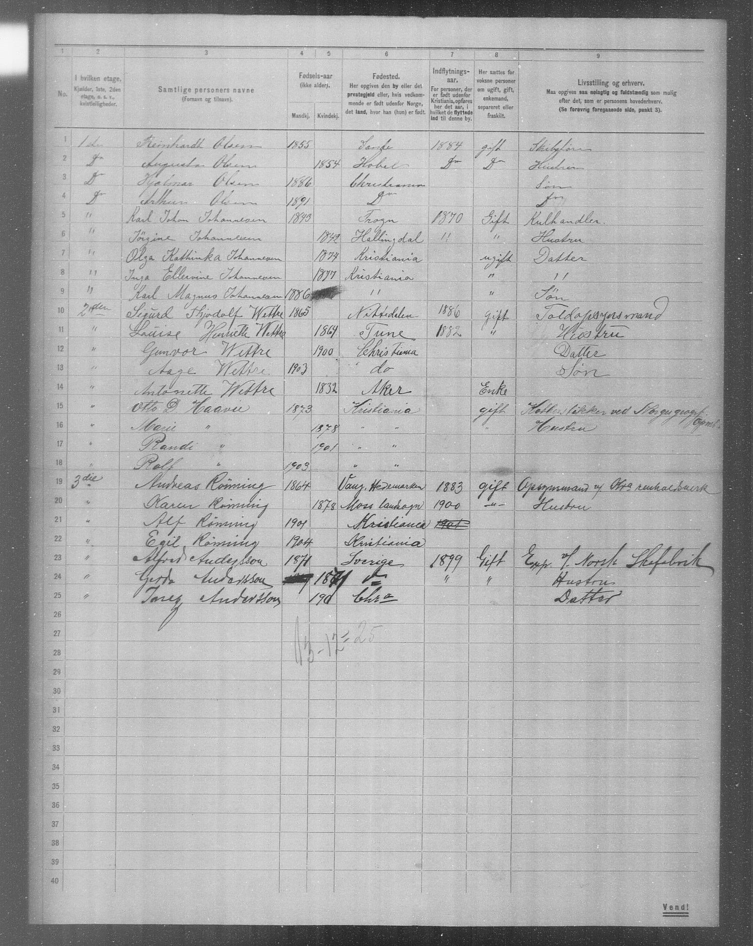 OBA, Municipal Census 1904 for Kristiania, 1904, p. 9959