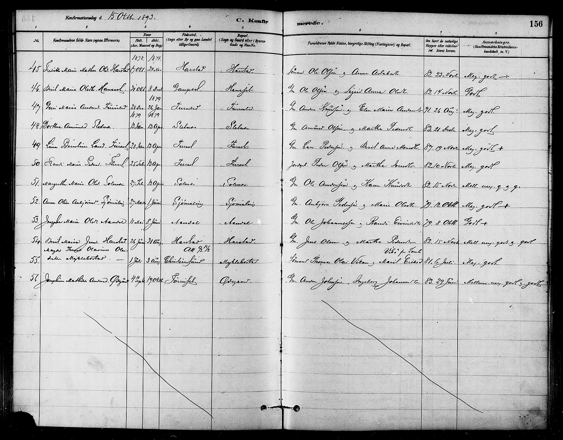 Ministerialprotokoller, klokkerbøker og fødselsregistre - Møre og Romsdal, AV/SAT-A-1454/584/L0967: Parish register (official) no. 584A07, 1879-1894, p. 156