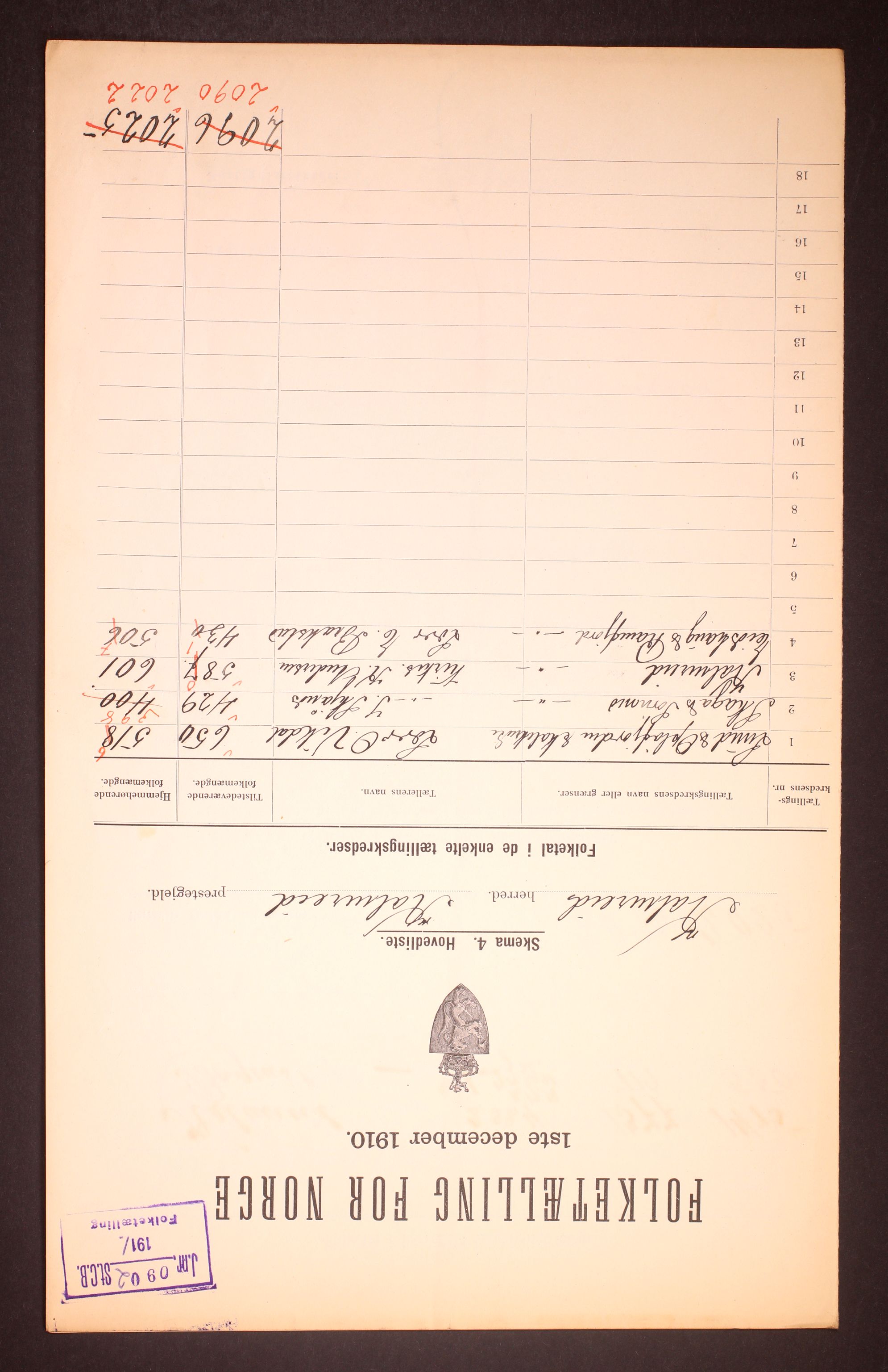 RA, 1910 census for Kolvereid, 1910, p. 2