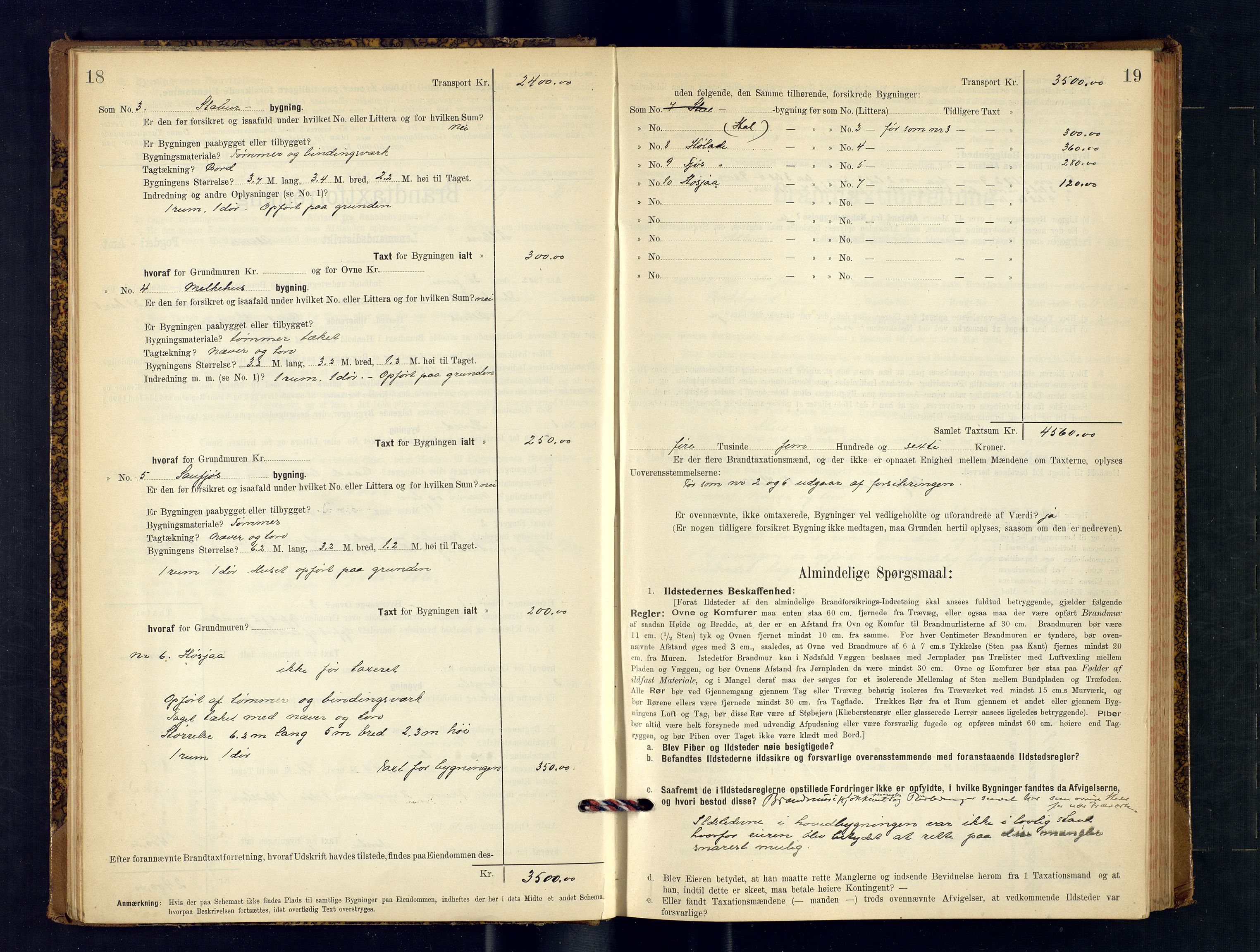 Alta lensmannskontor, AV/SATØ-S-1165/O/Ob/L0169: Branntakstprotokoll, 1901-1910, p. 18-19