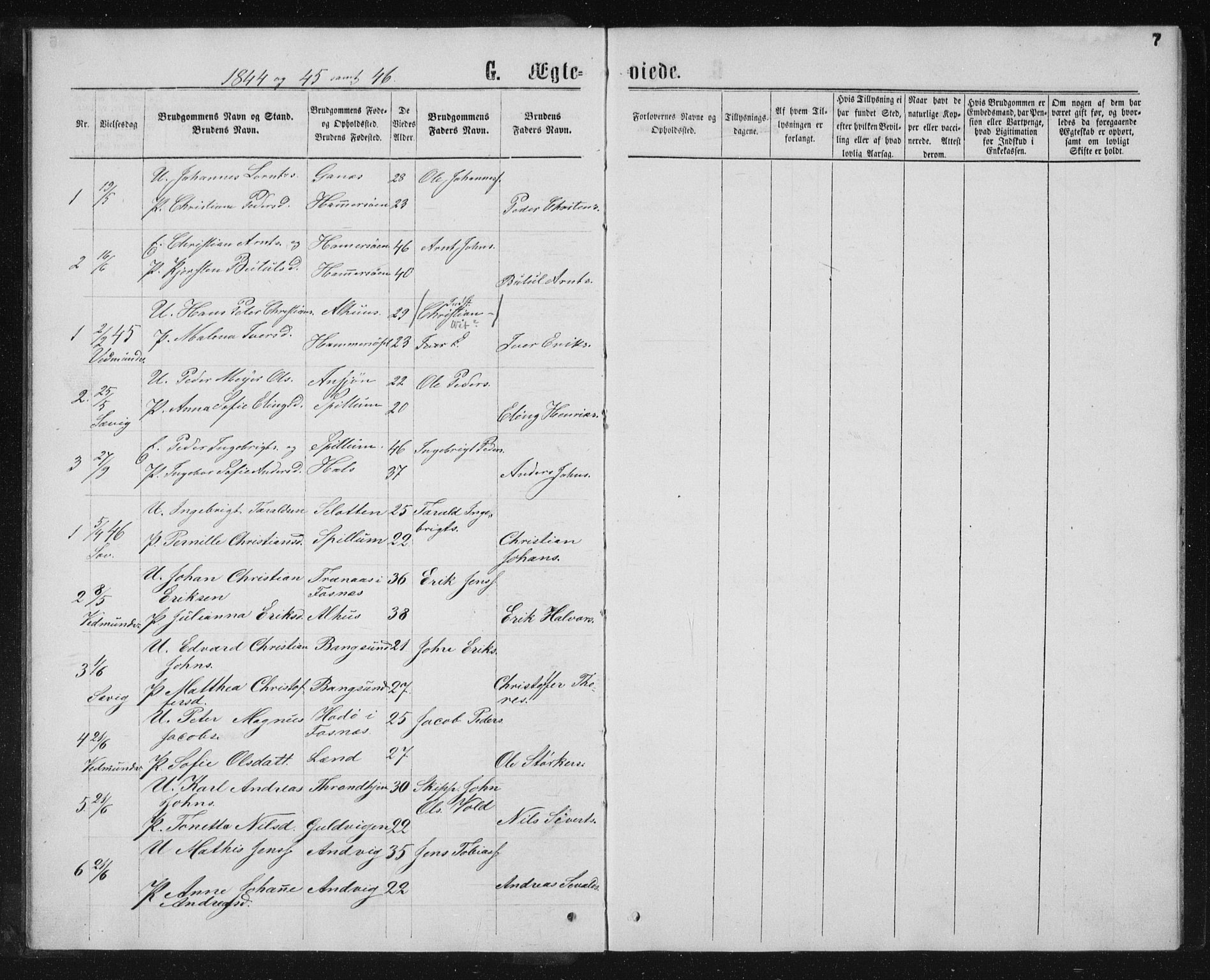 Ministerialprotokoller, klokkerbøker og fødselsregistre - Nord-Trøndelag, SAT/A-1458/768/L0568: Parish register (official) no. 768A03, 1836-1865, p. 7
