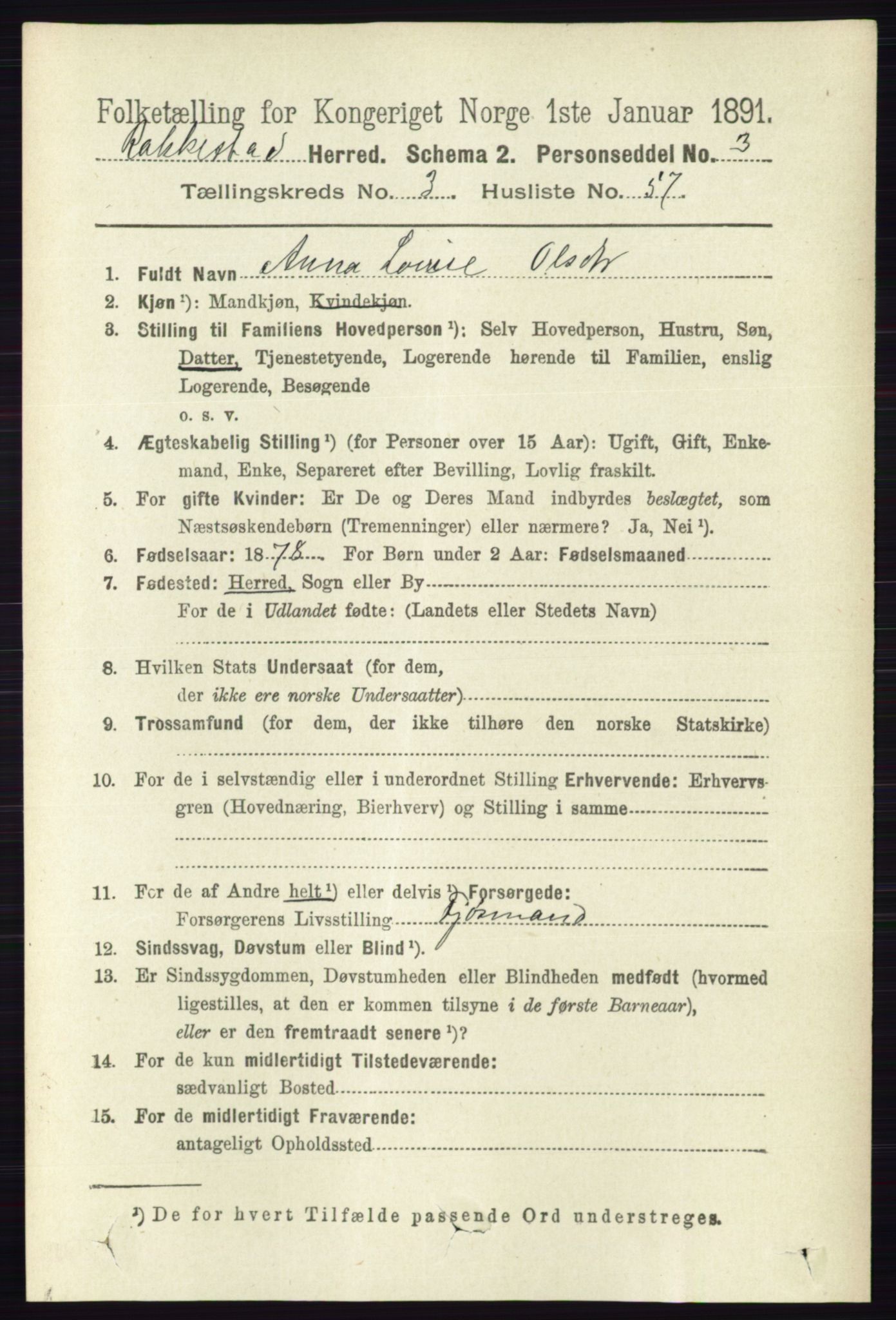 RA, 1891 census for 0128 Rakkestad, 1891, p. 1683