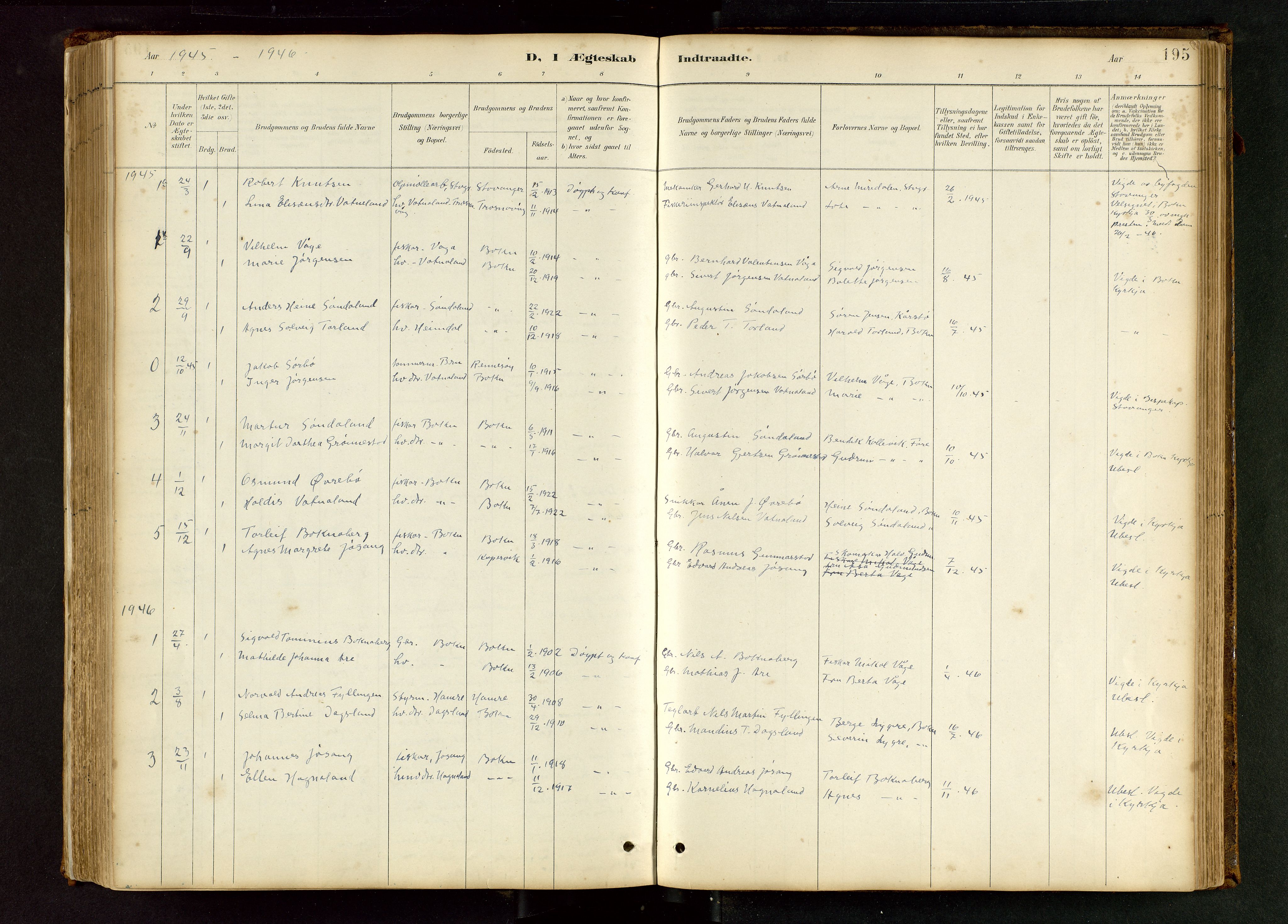 Tysvær sokneprestkontor, AV/SAST-A -101864/H/Ha/Hab/L0005: Parish register (copy) no. B 5, 1887-1947, p. 195