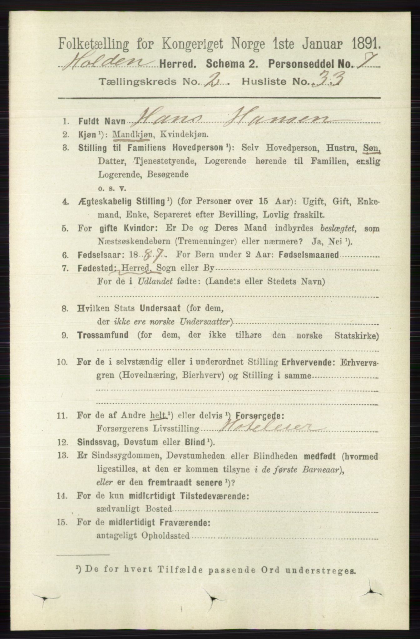 RA, 1891 census for 0819 Holla, 1891, p. 977