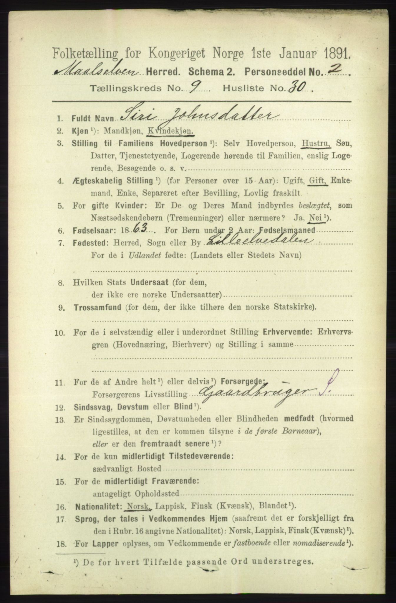 RA, 1891 census for 1924 Målselv, 1891, p. 2951