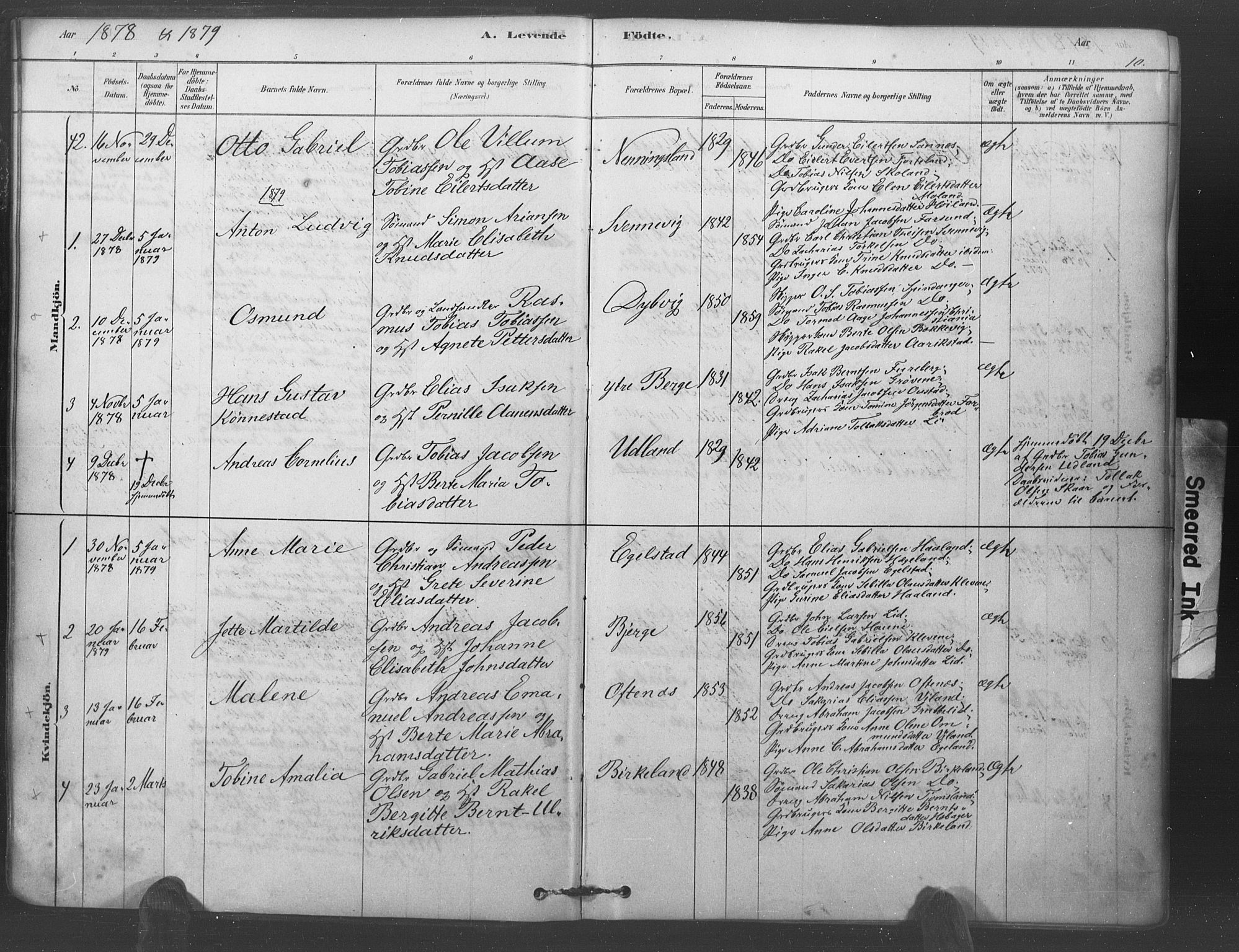 Lyngdal sokneprestkontor, AV/SAK-1111-0029/F/Fa/Fac/L0011: Parish register (official) no. A 11, 1878-1893, p. 10