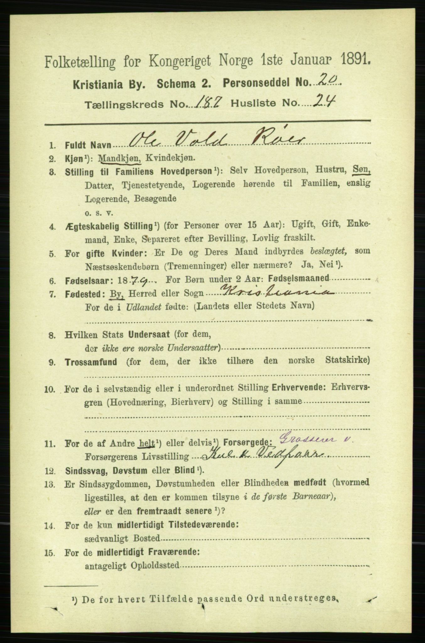 RA, 1891 census for 0301 Kristiania, 1891, p. 112263