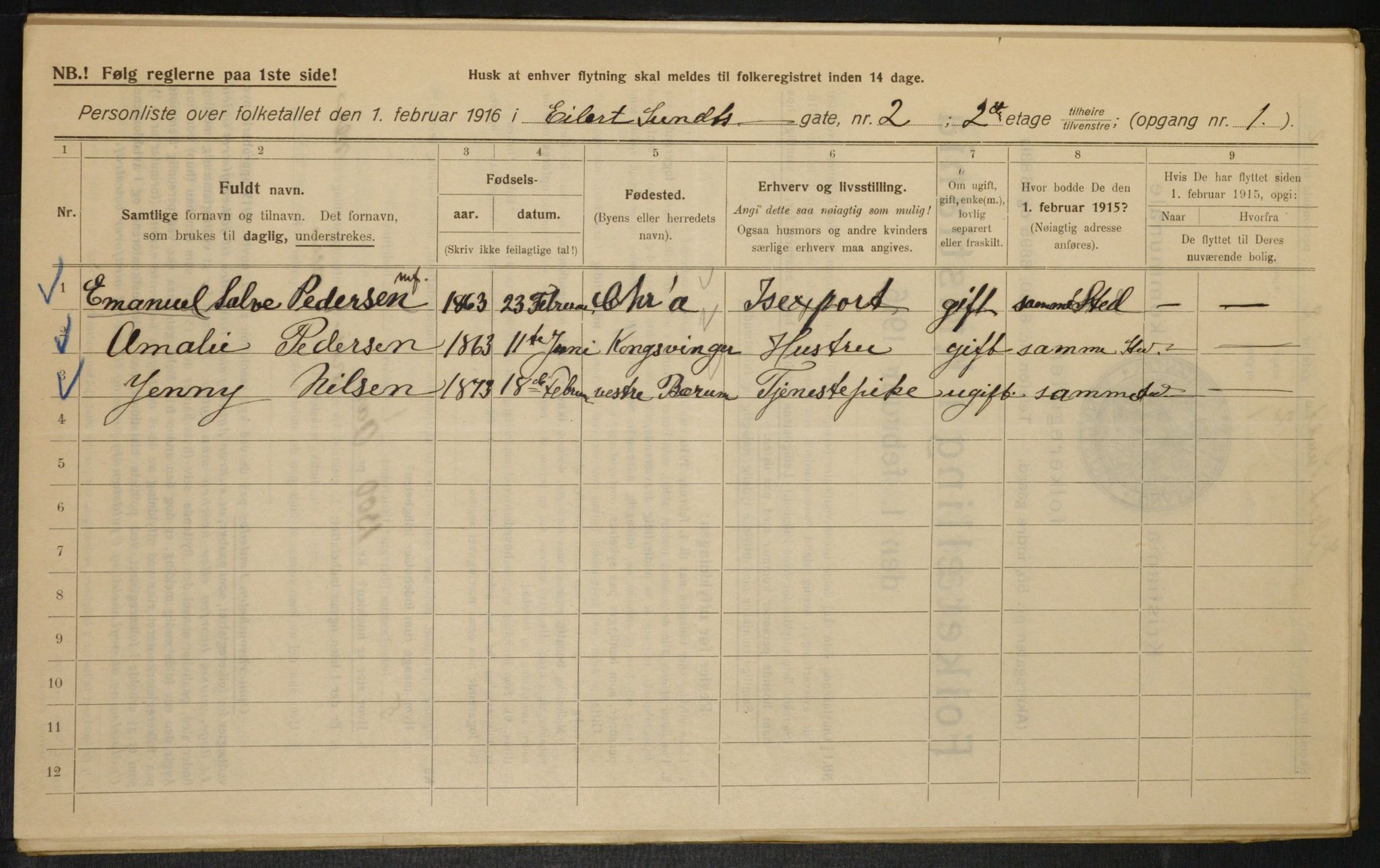 OBA, Municipal Census 1916 for Kristiania, 1916, p. 19186