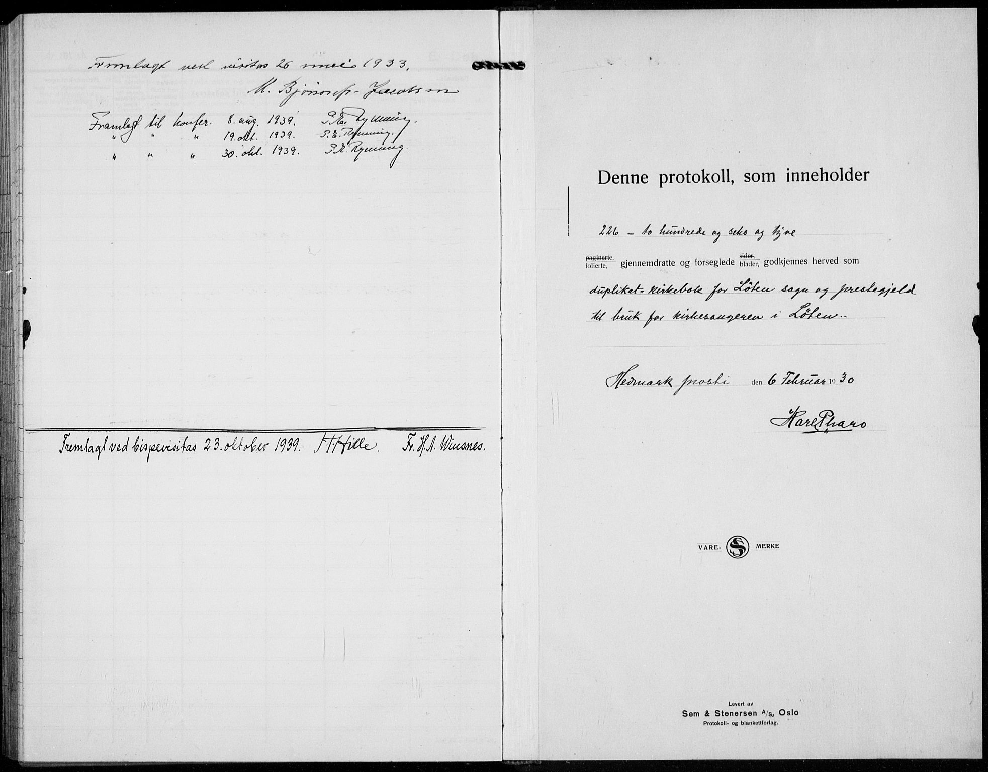 Løten prestekontor, SAH/PREST-022/L/La/L0009: Parish register (copy) no. 9, 1930-1939