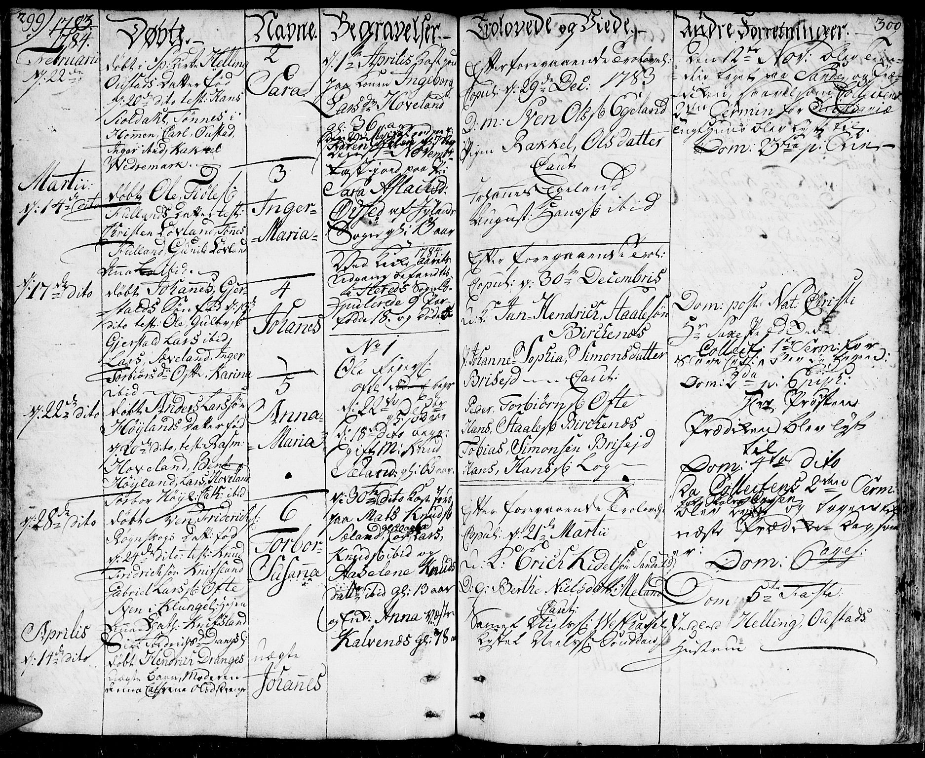 Herad sokneprestkontor, AV/SAK-1111-0018/F/Fa/Faa/L0001: Parish register (official) no. A 1 /1, 1768-1799, p. 299-300