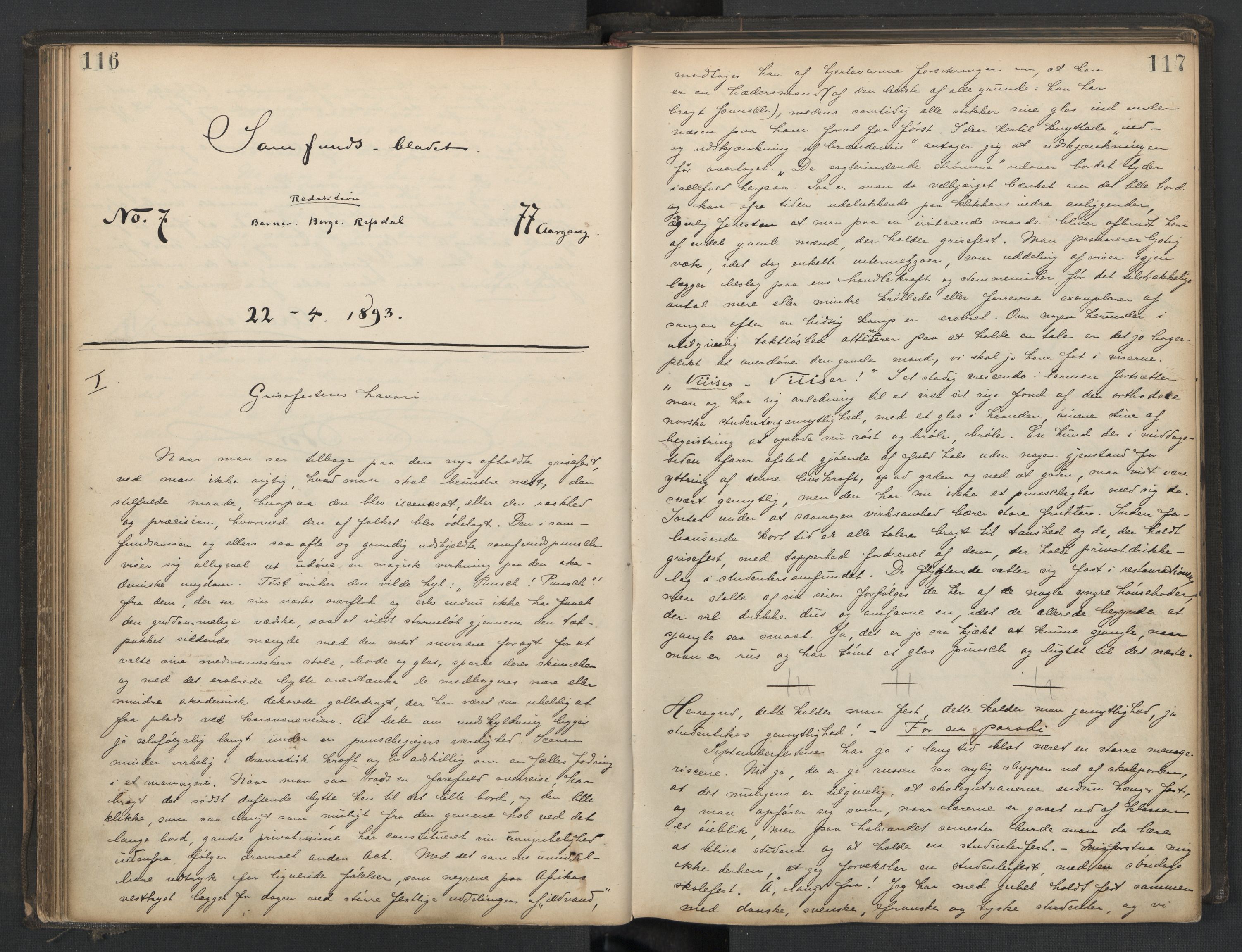Det Norske Studentersamfund, AV/RA-PA-1322/X/Xa/L0013/0002: -- / Samfundsbladet/Studentersamfundets Avis, 1892-1895, p. 116-117