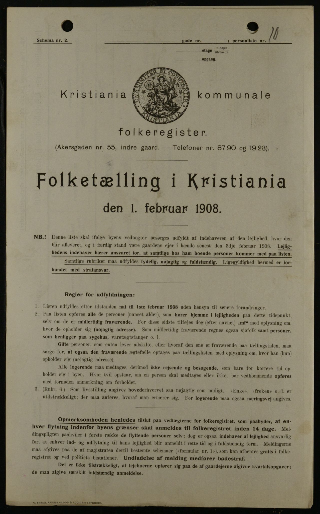 OBA, Municipal Census 1908 for Kristiania, 1908, p. 1919