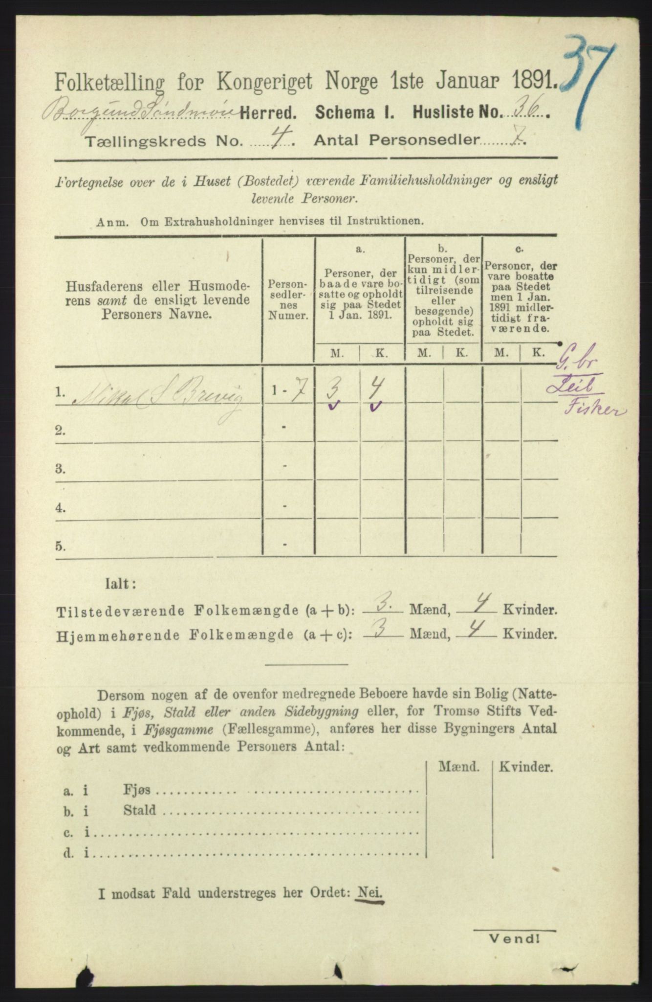 RA, 1891 census for 1531 Borgund, 1891, p. 995